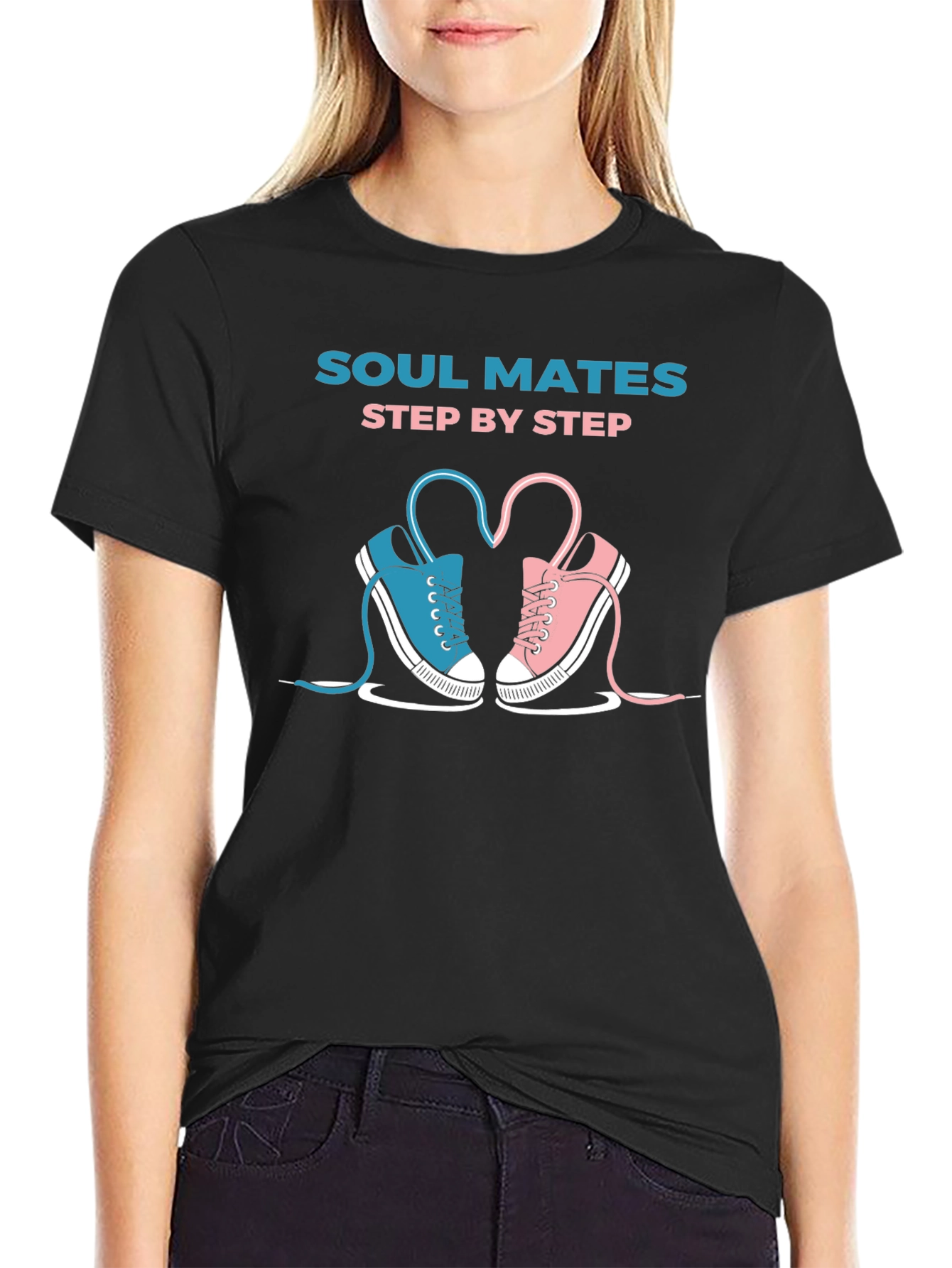 Black Soul Mates Step By Step Graphic T-Shirt view 2