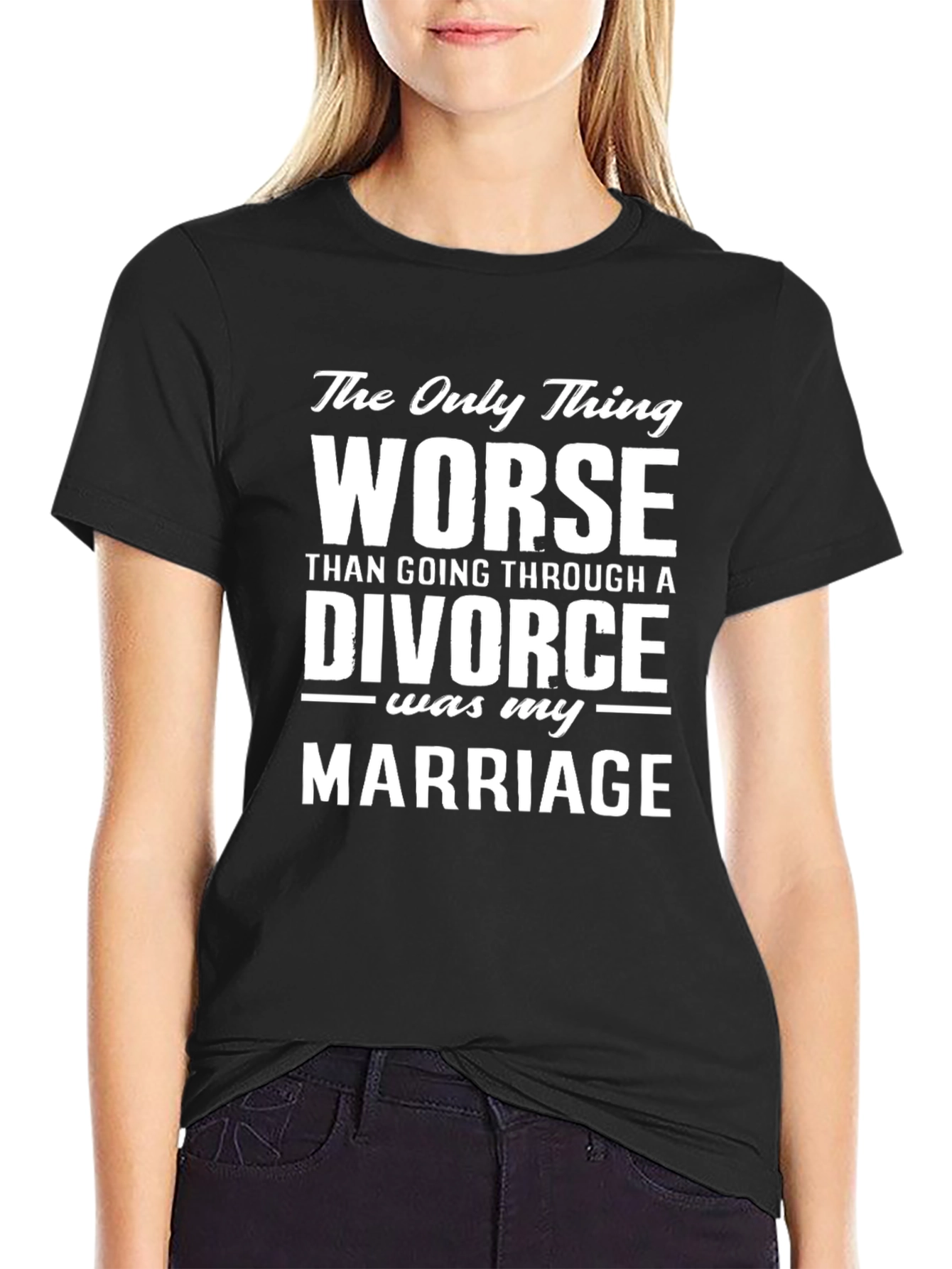 Black Funny Divorce T-Shirt: Marriage Was Worse! view 2