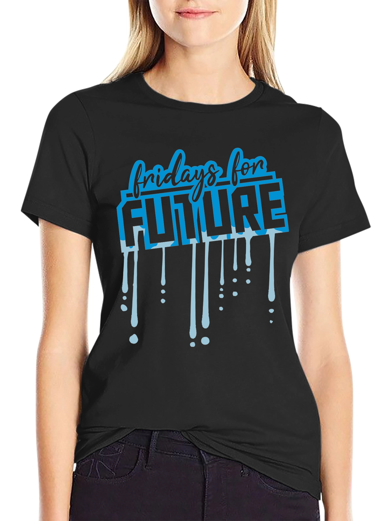 Black Fridays for Future Graphic Print Black T-Shirt view 2