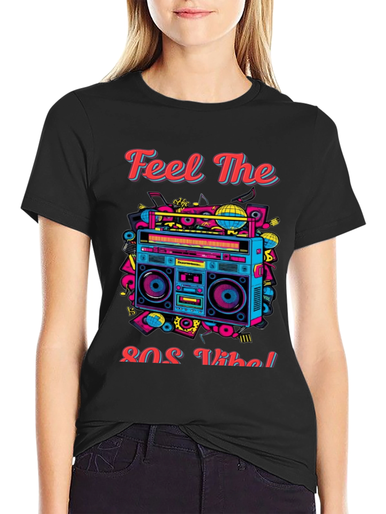 Black Retro 80s Vibe Graphic Tee view 2