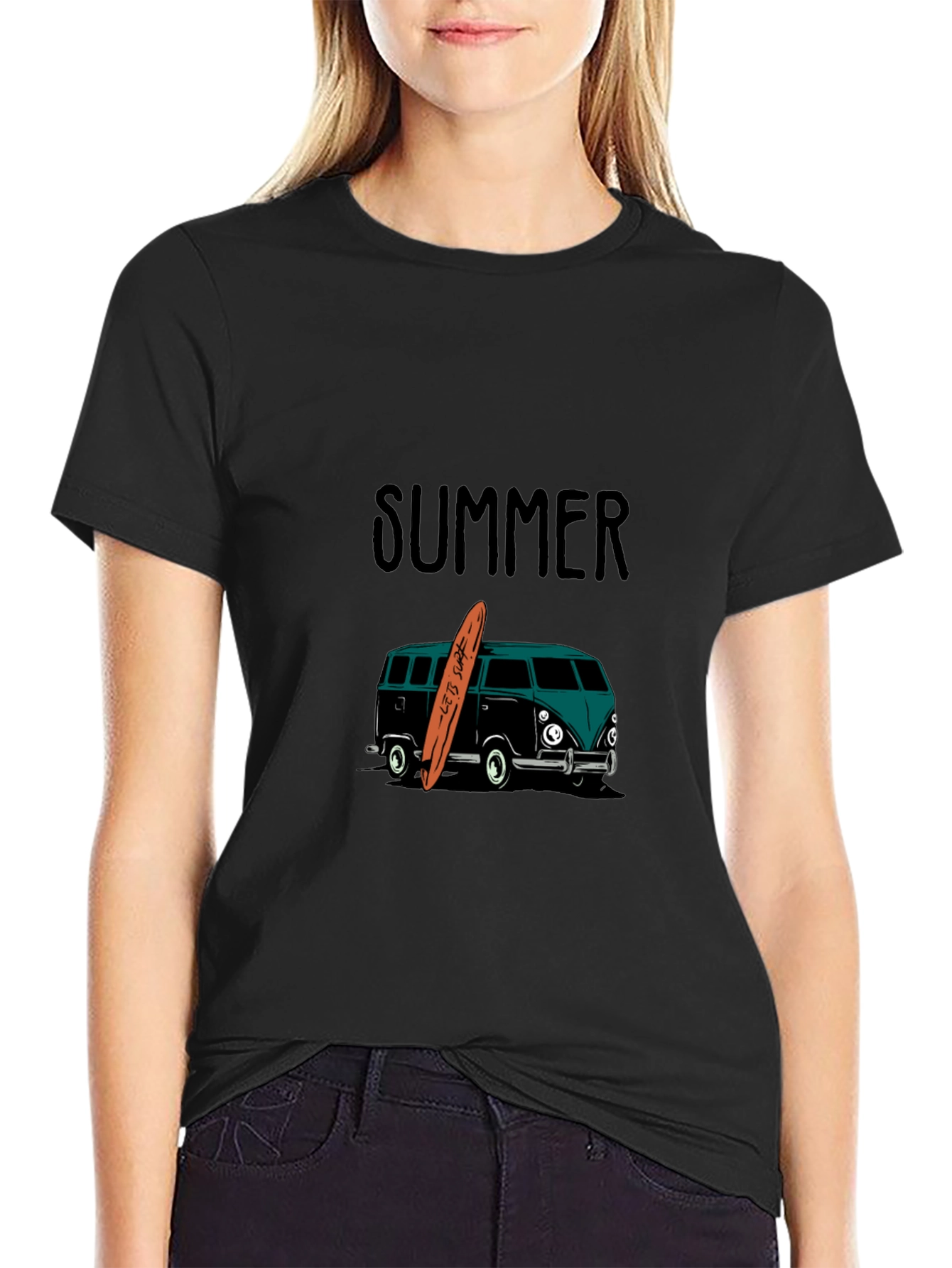 Black Summer Surf Van Graphic Tee - Black view 2