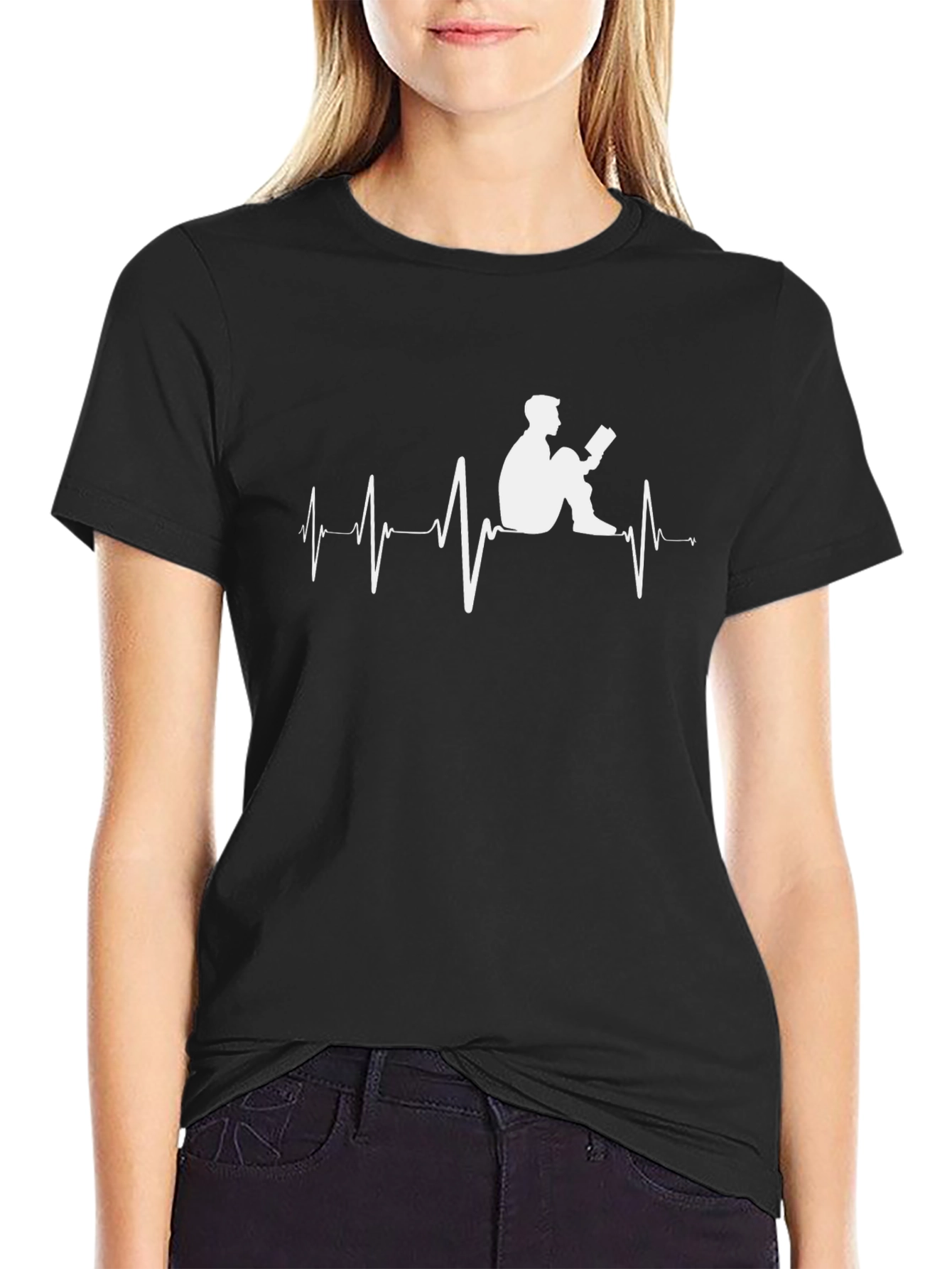 Black Book Lover's Heartbeat T-Shirt - Read Your Heart Out! view 2