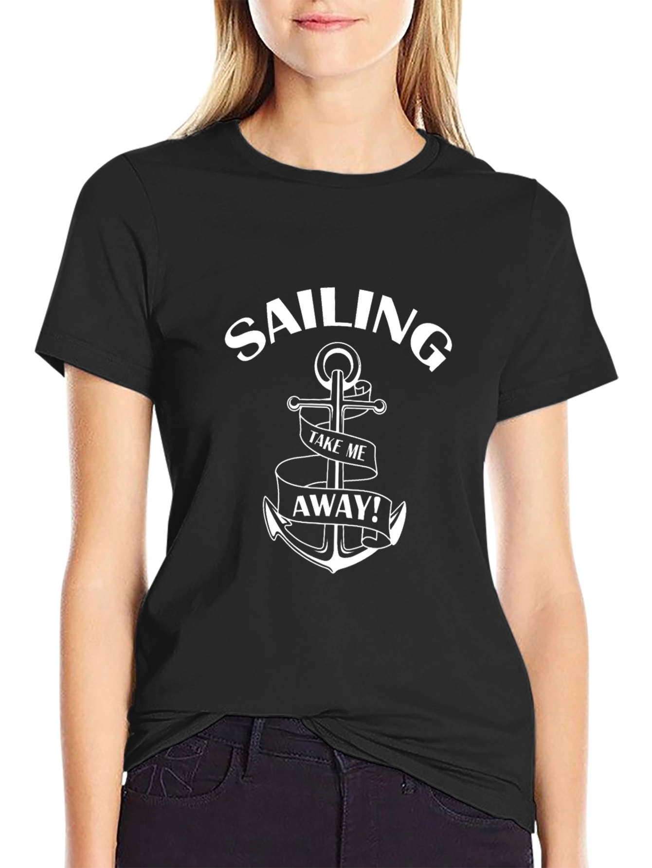 Black Sailing Anchor Graphic Tee - Take Me Away! view 2