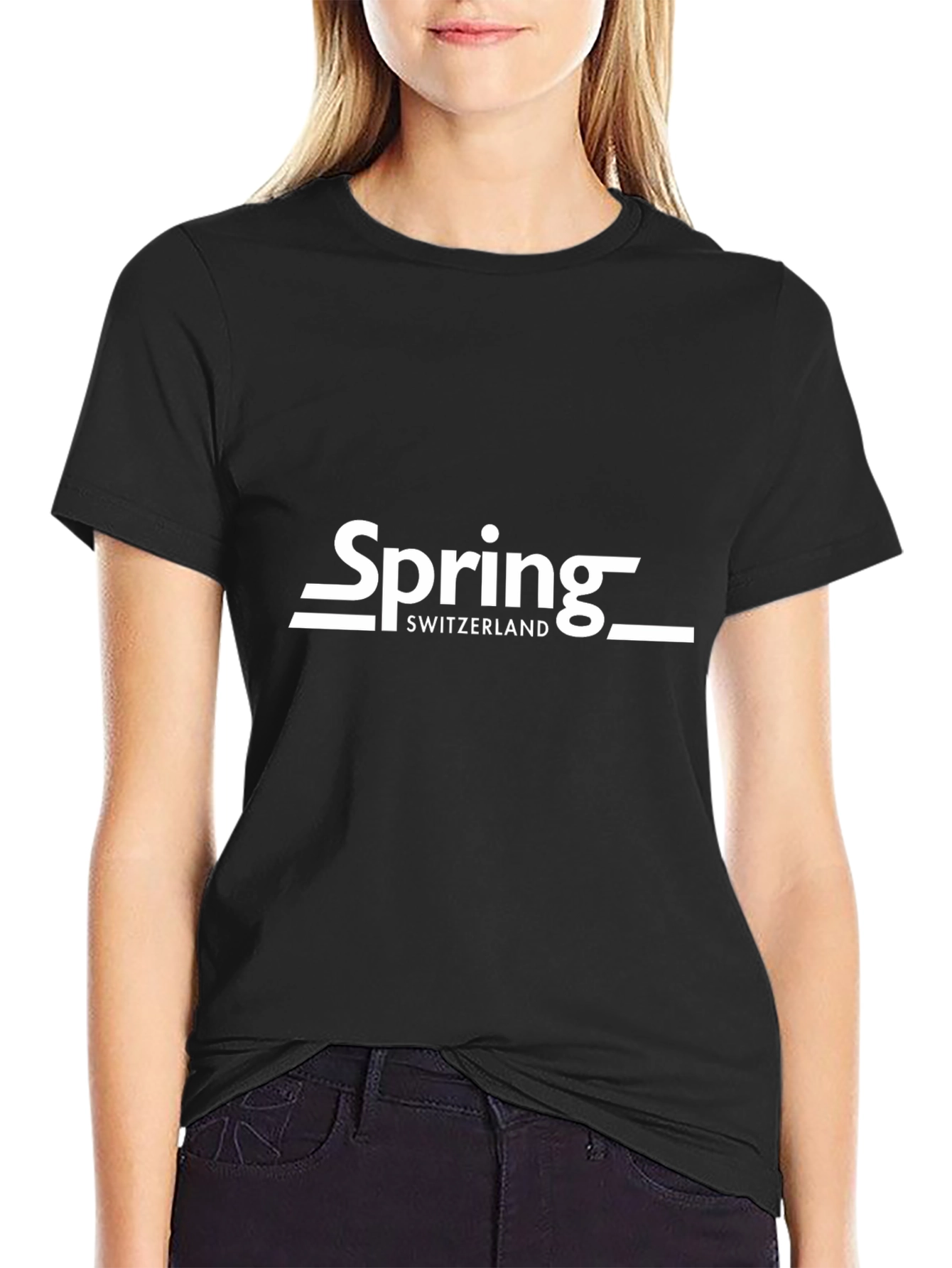 Black Spring Switzerland Graphic T-Shirt - Black view 2