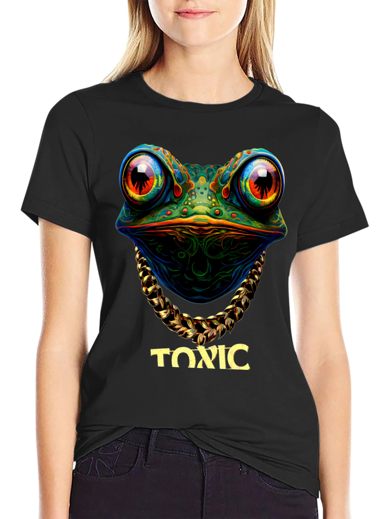 Black Toxic Frog Graphic T-Shirt - Unique Design view 2