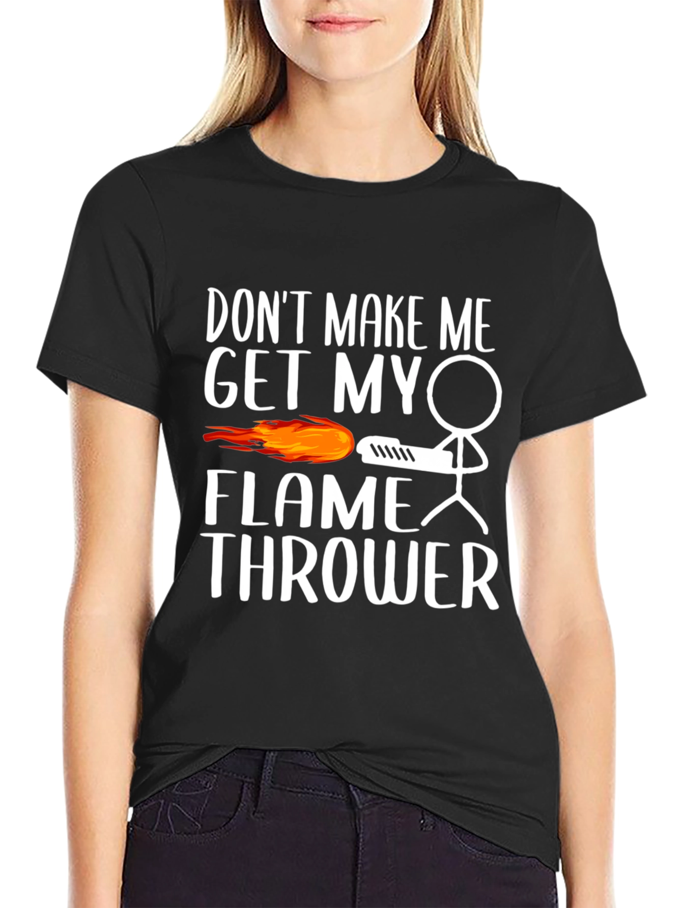 Black Don't Make Me Get My Flamethrower Graphic T-Shirt view 2