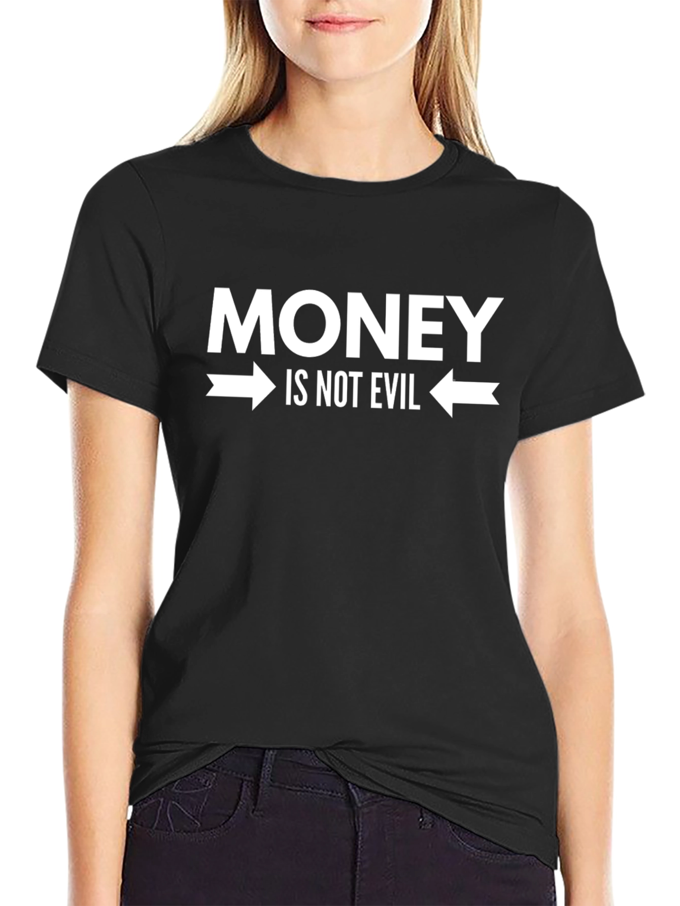 Black Money Is Not Evil Graphic Tee - Black T-Shirt view 2