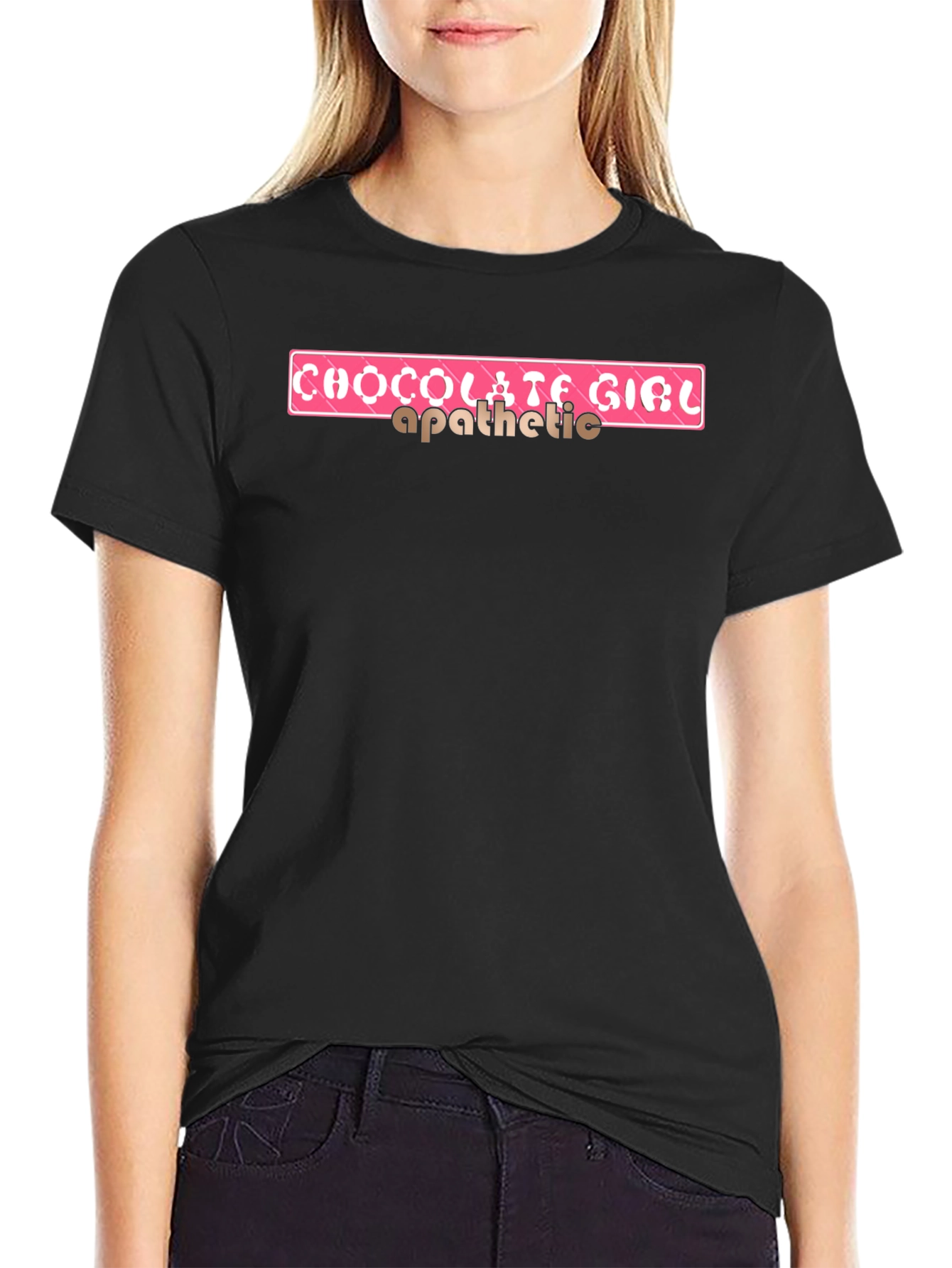 Black Chocolate Girl Graphic T-Shirt, Apathetic Statement Tee view 2