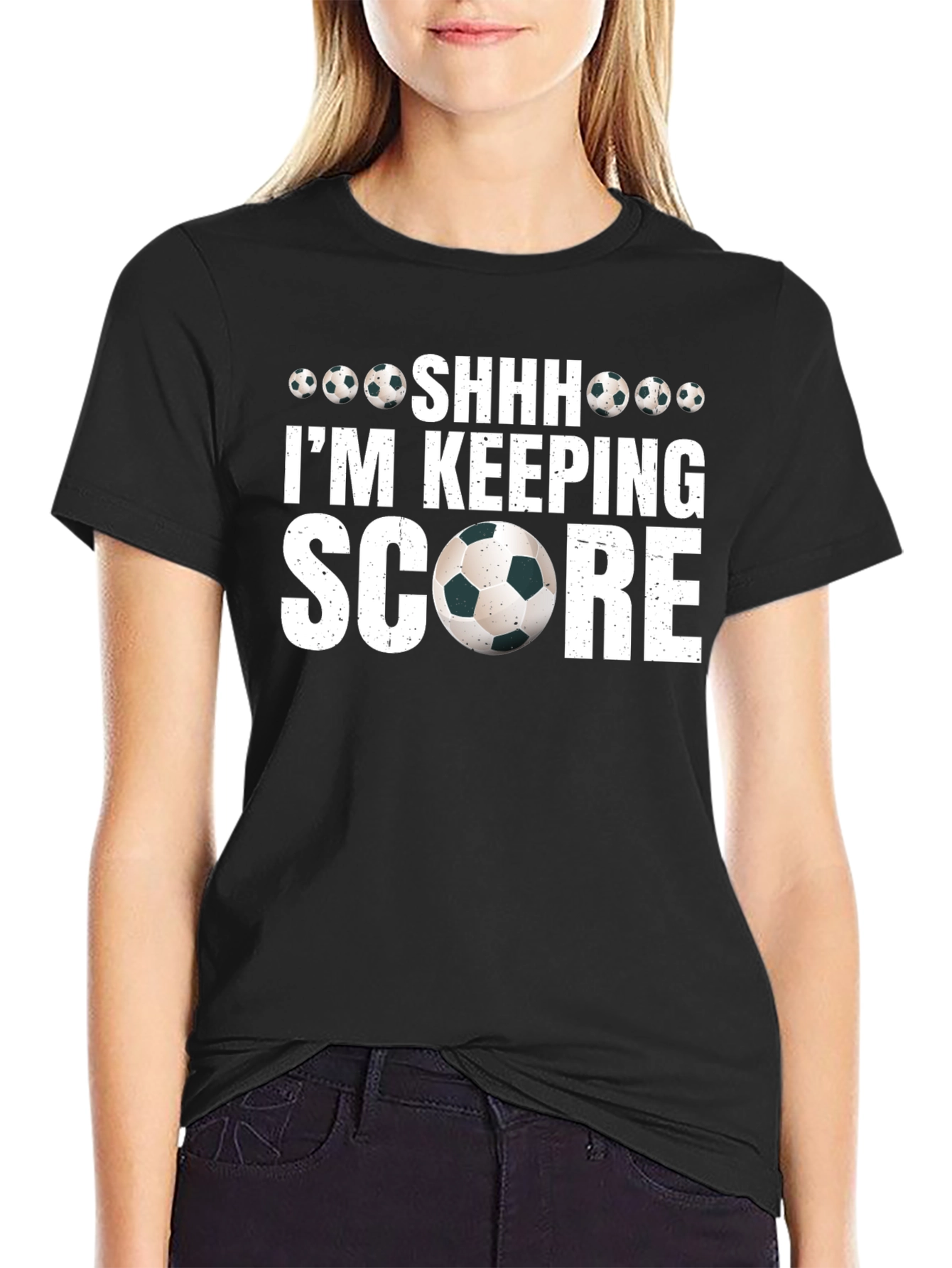 Black Soccer Fan T-Shirt - I'm Keeping Score! view 2