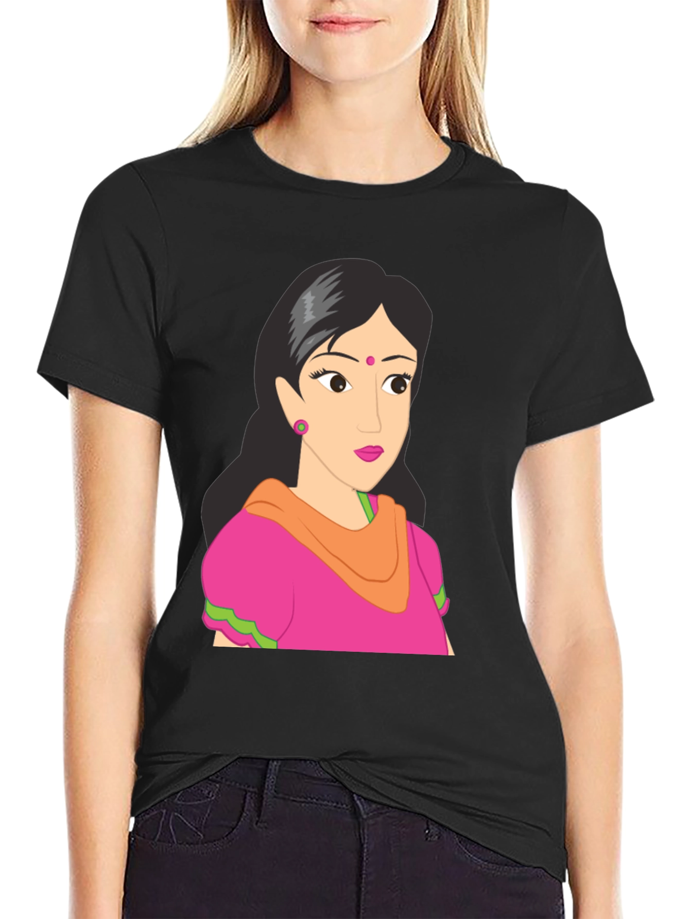 Black Cartoon Graphic T-Shirt - Black view 2