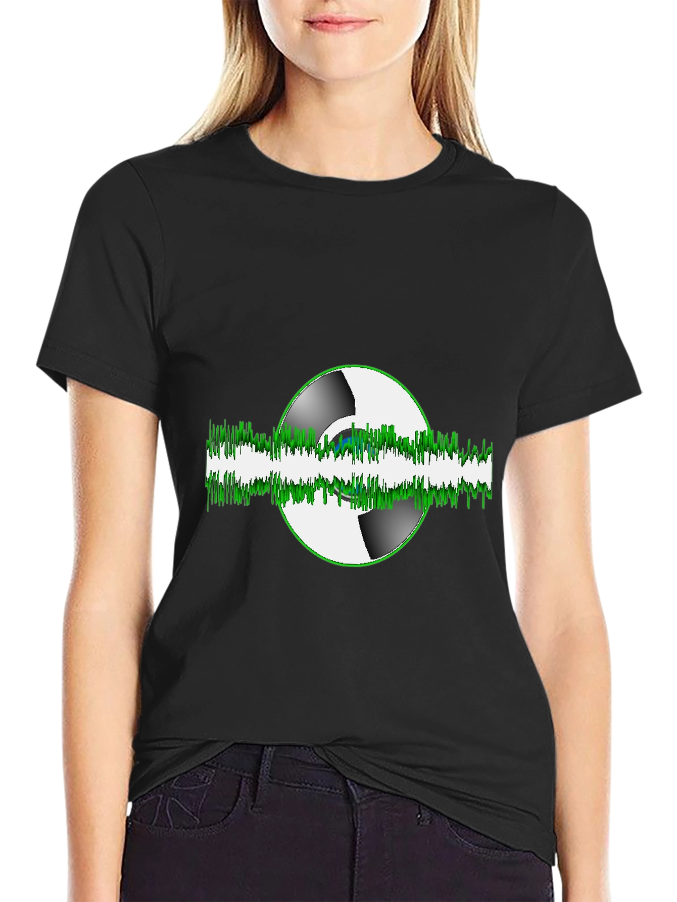Black Vinyl Wave Graphic Tee - Music Lover's T-Shirt view 2