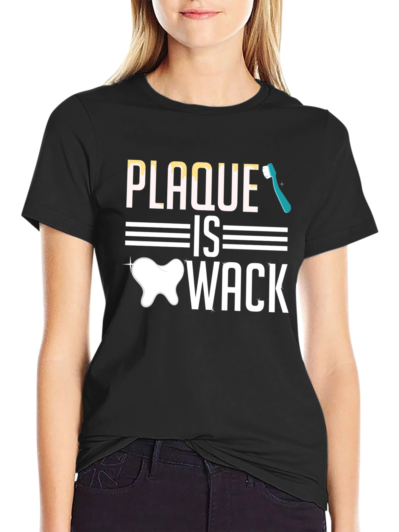 Black Plaque is Wack T-Shirt - Dentist Humor view 2