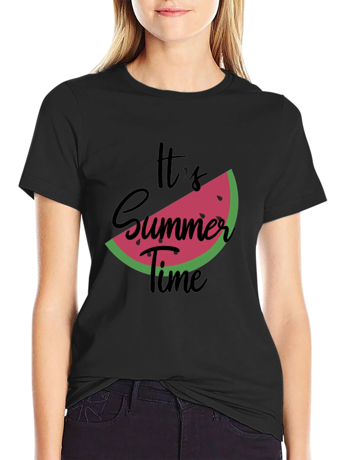 Black Summer Time Watermelon Graphic Tee - Black view 2