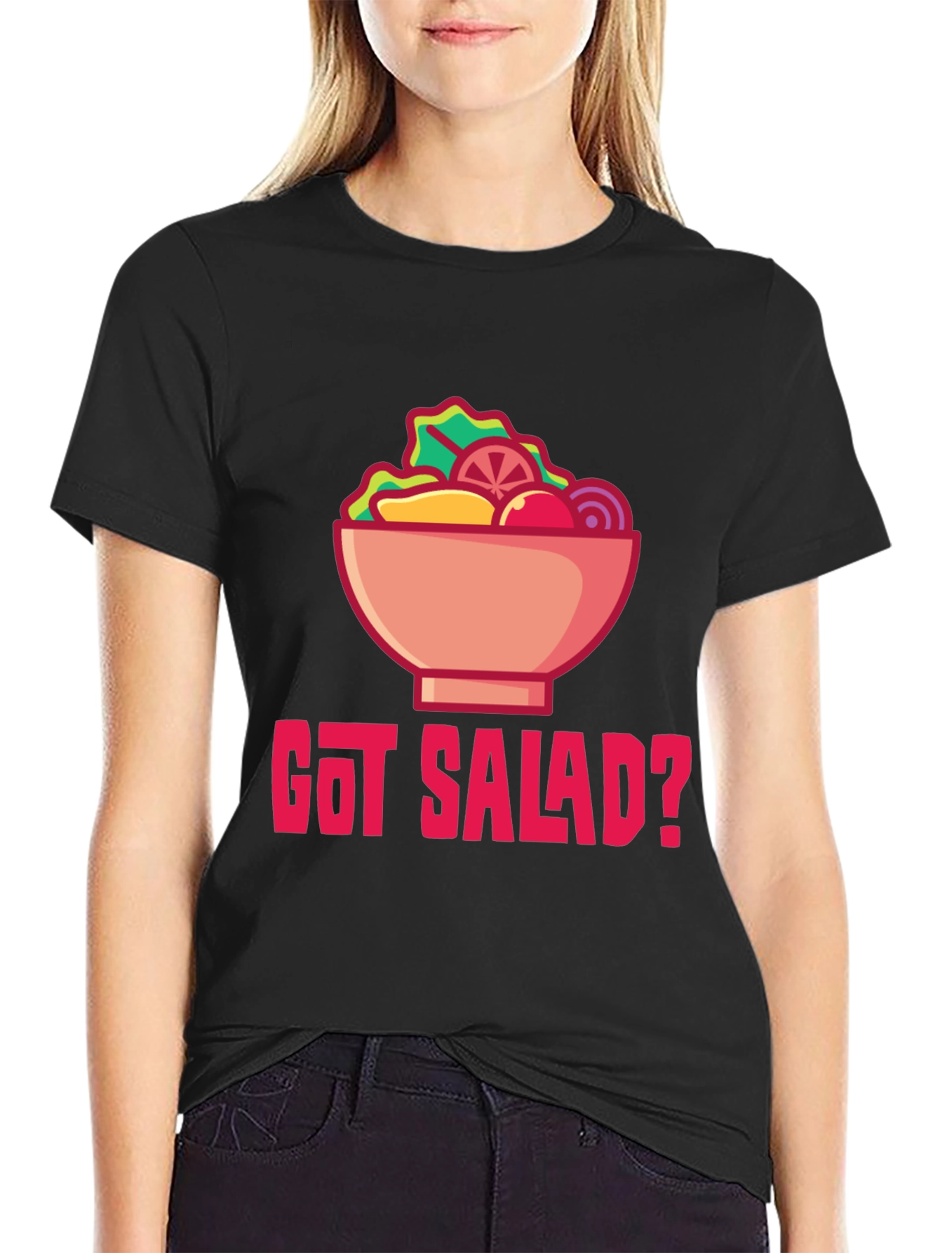 Black Got Salad? Graphic Tee - Black Cotton Blend view 2