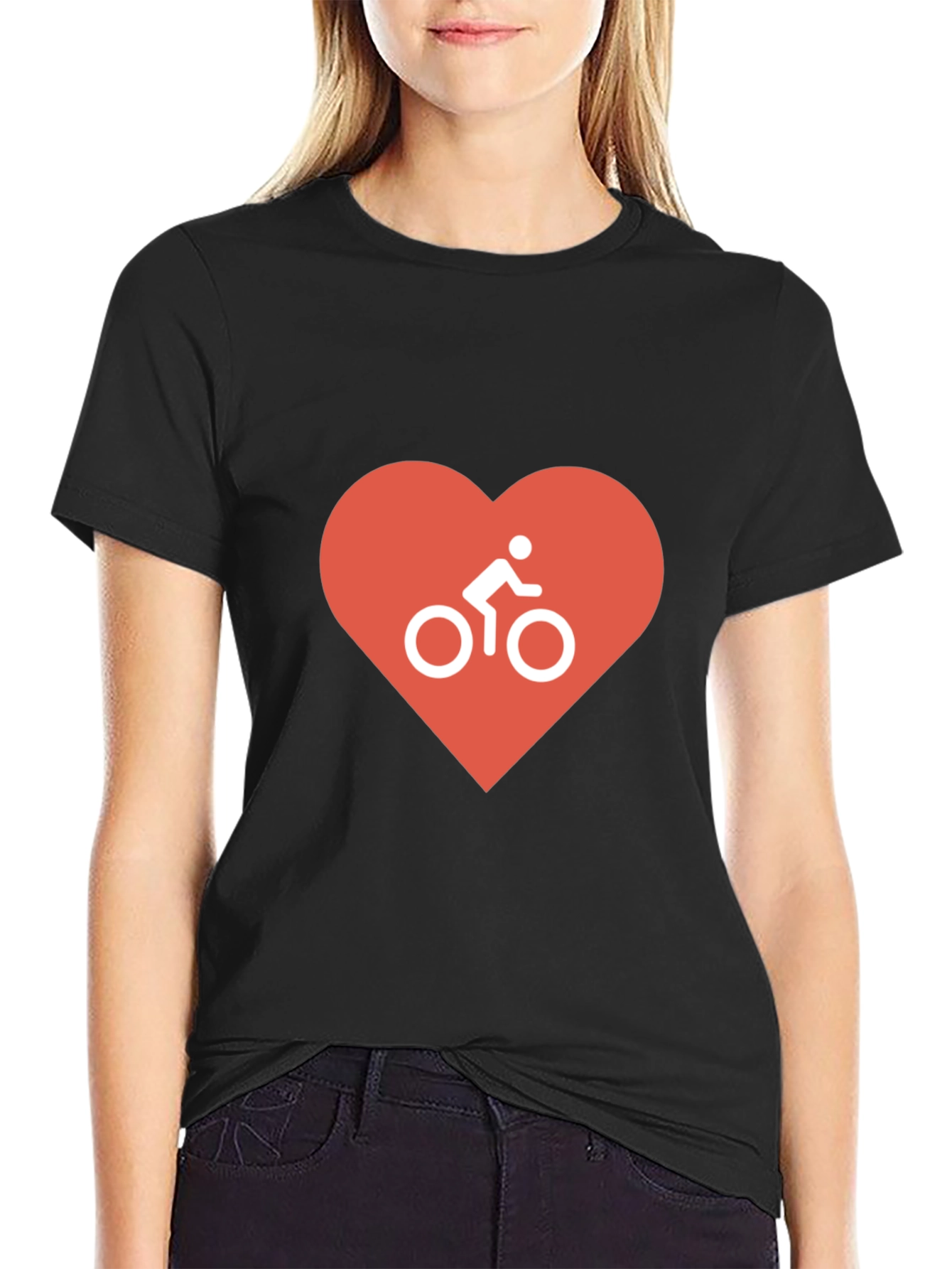 Black I Love Cycling T-Shirt - Black, Heart Design view 2