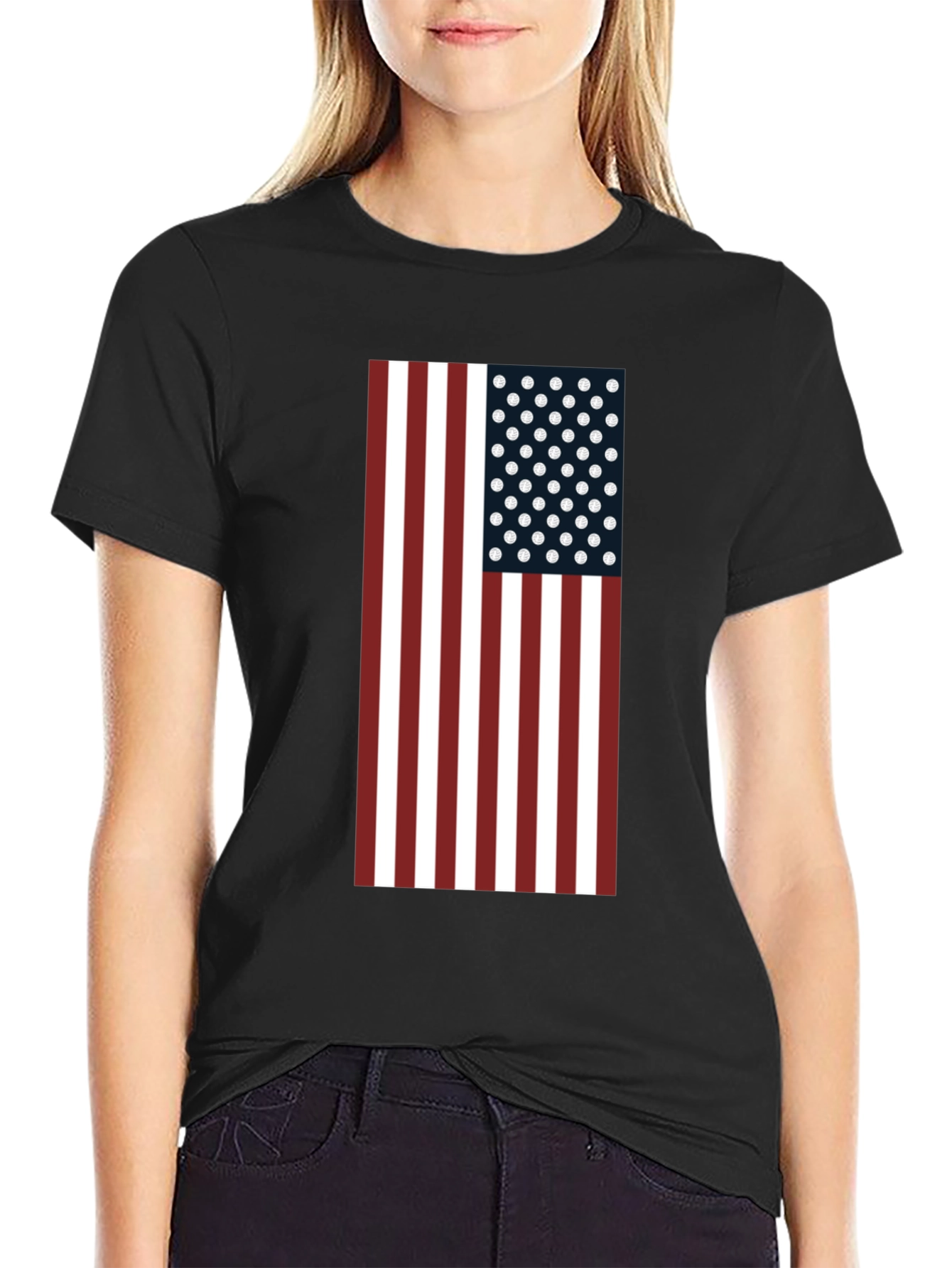 Black American Flag Graphic Tee - Patriotic Style view 2