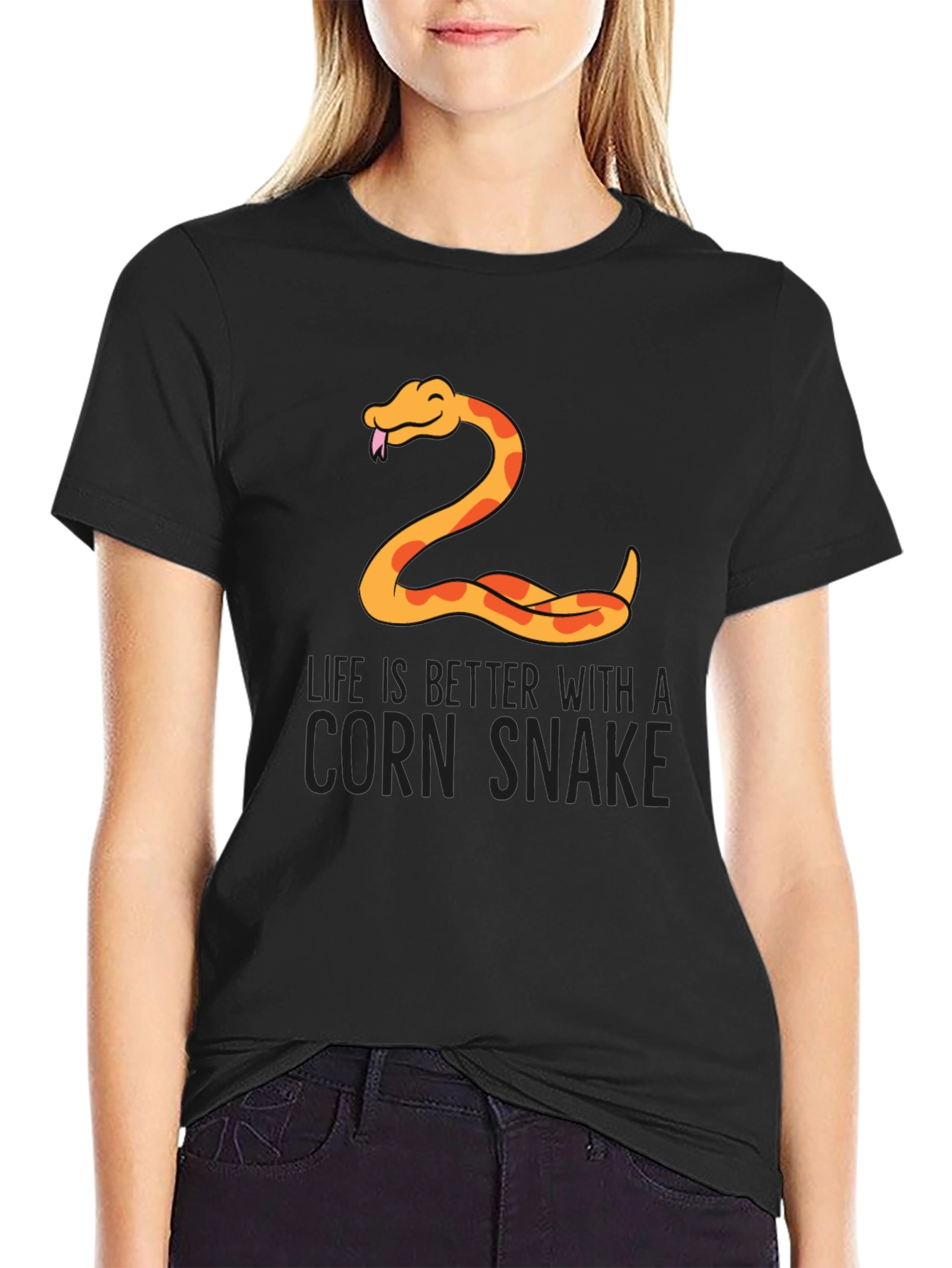 Black Corn Snake T-Shirt - Life is Better view 2