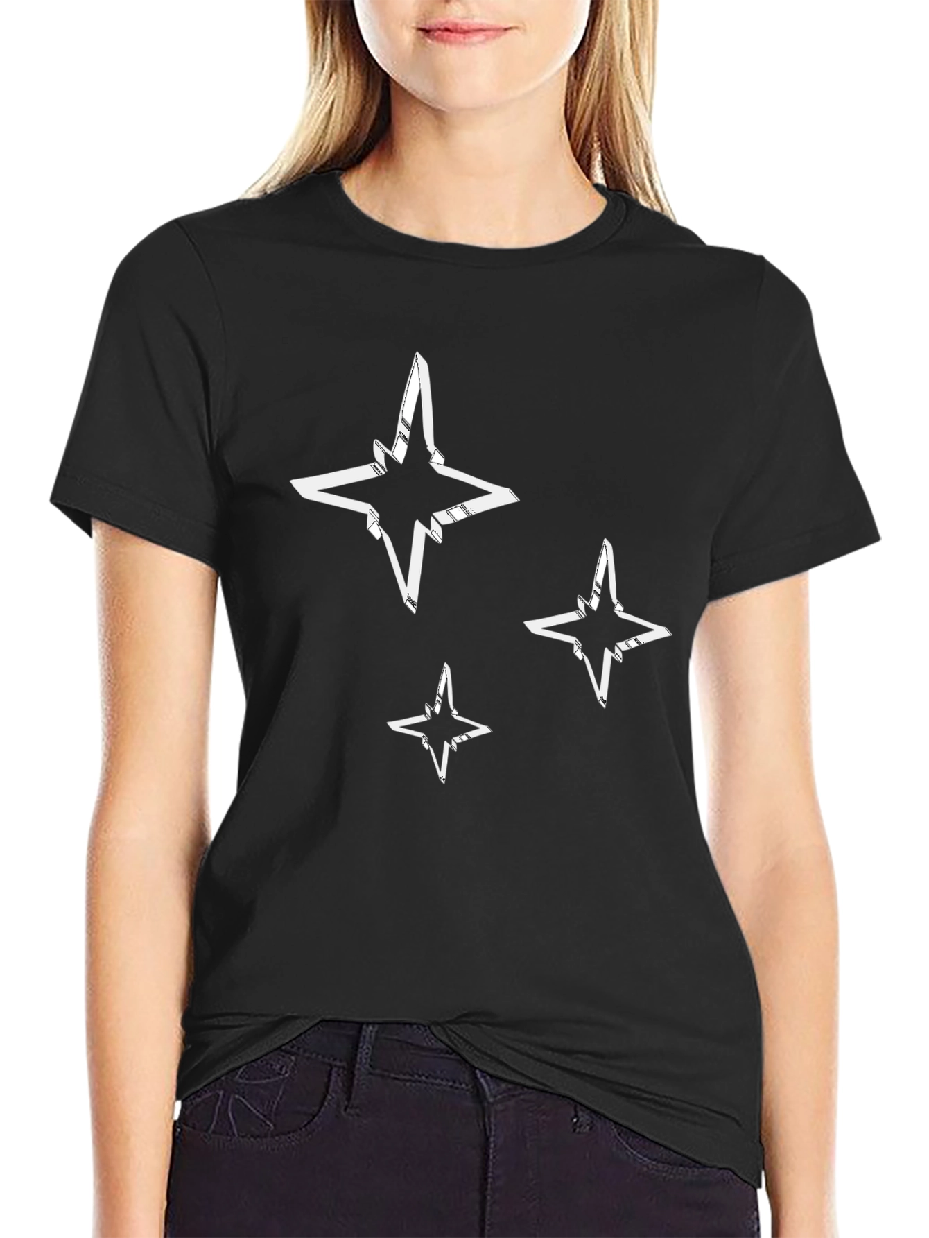 Black Abstract Star Graphic Tee - Men's Black T-Shirt view 2