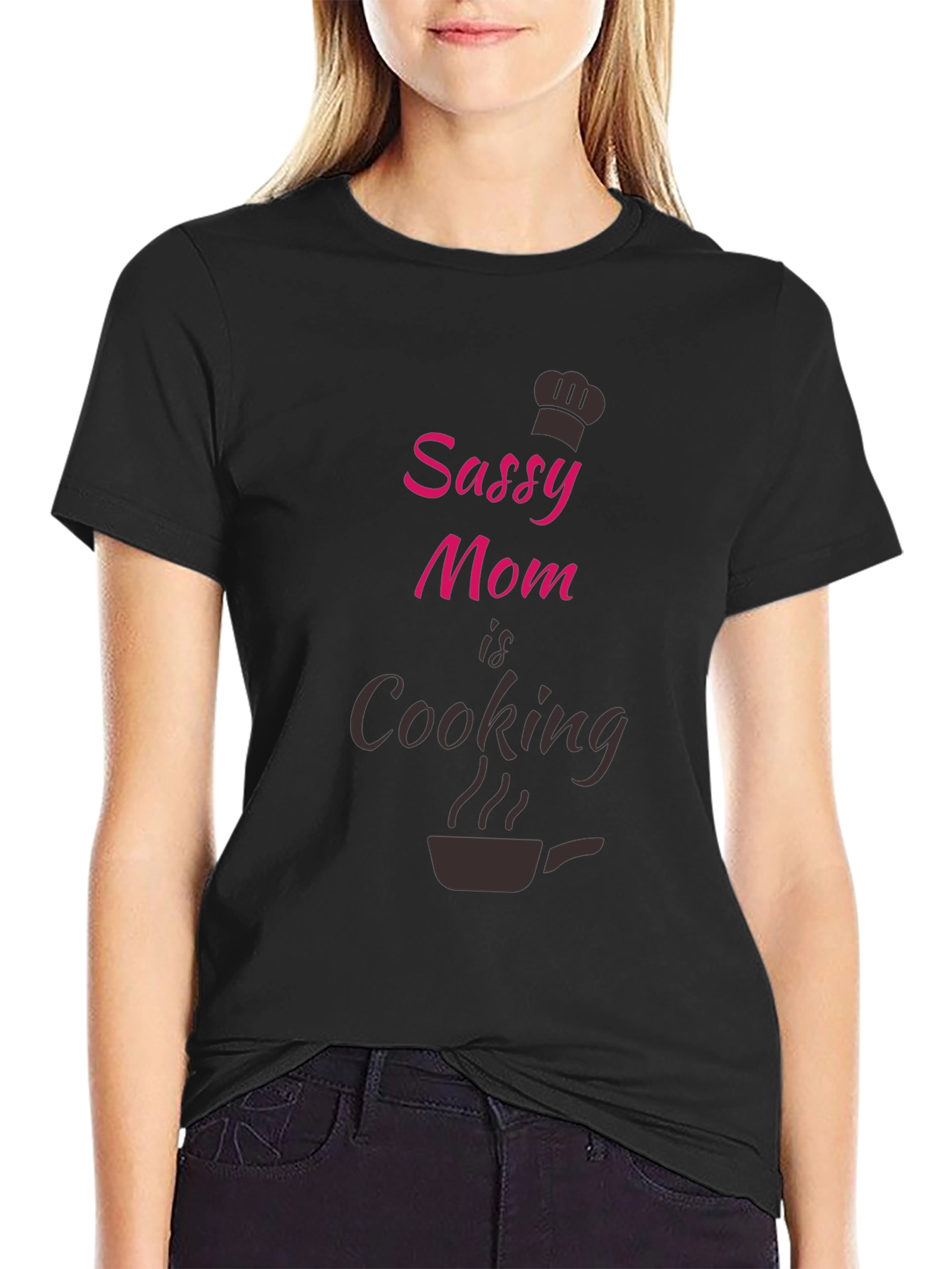 Black Sassy Mom Cooking Graphic Tee - Black view 2