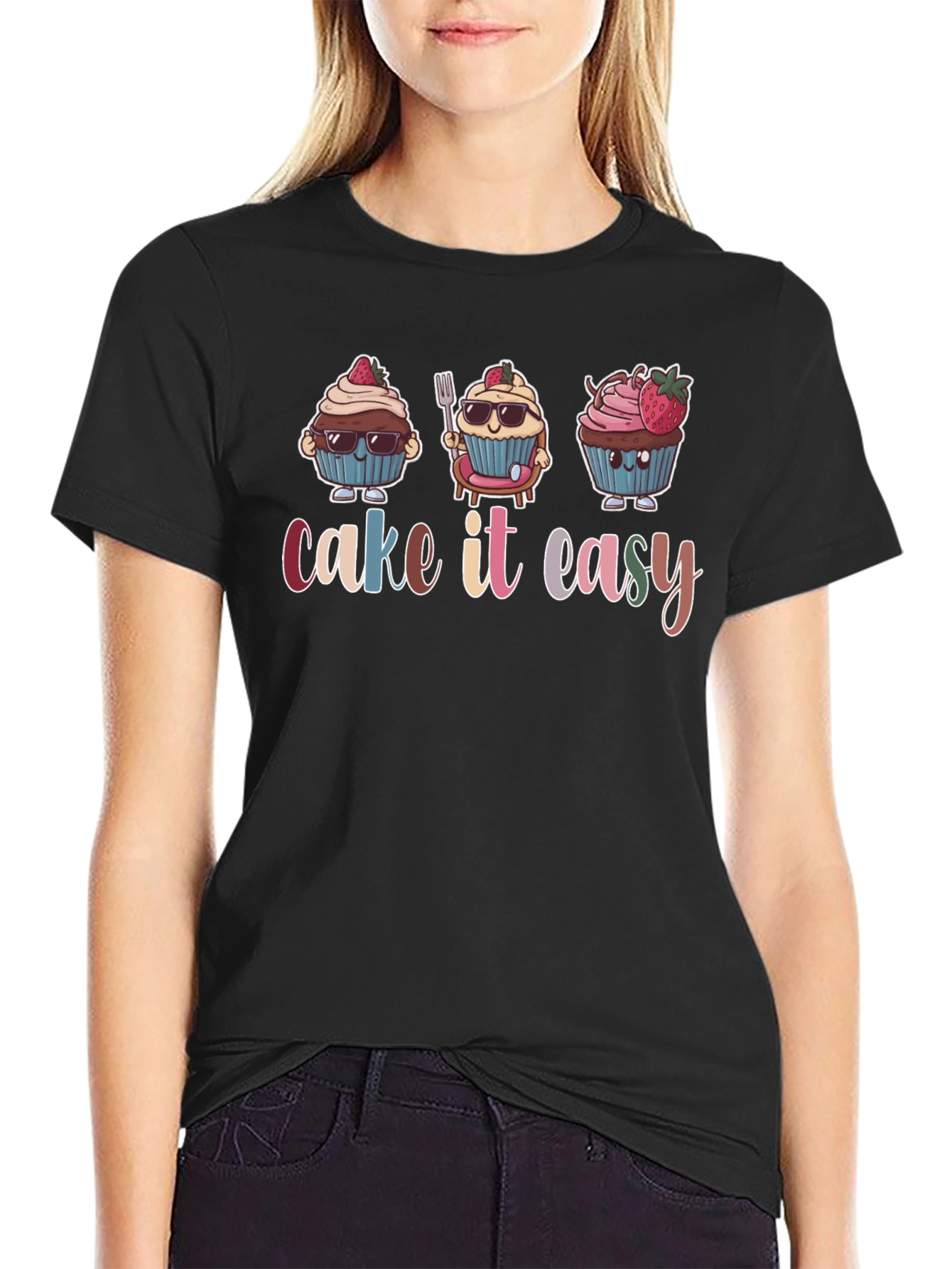 Black Cake It Easy Graphic T-Shirt view 2