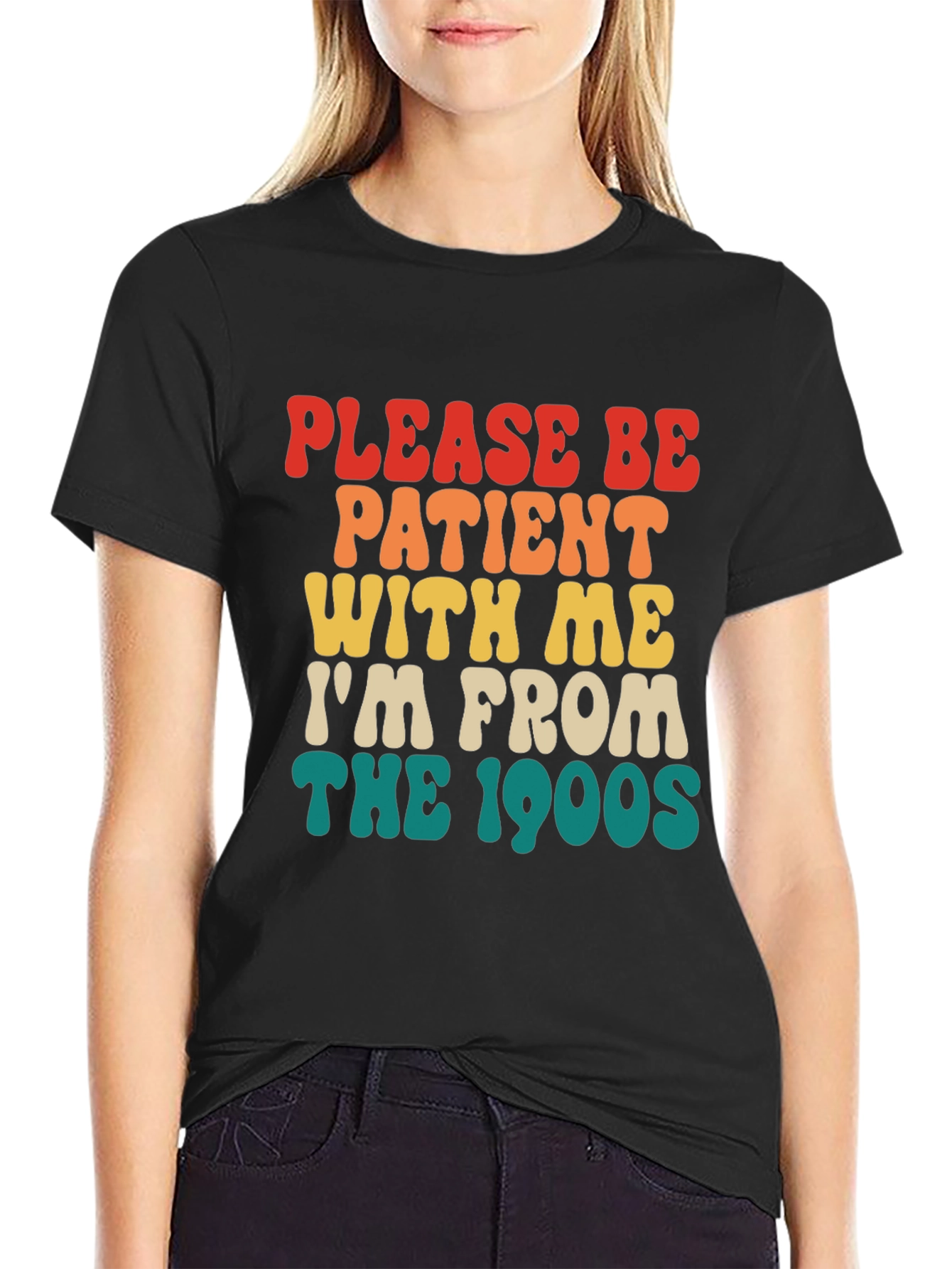 Black Retro '90s Please Be Patient T-Shirt view 2