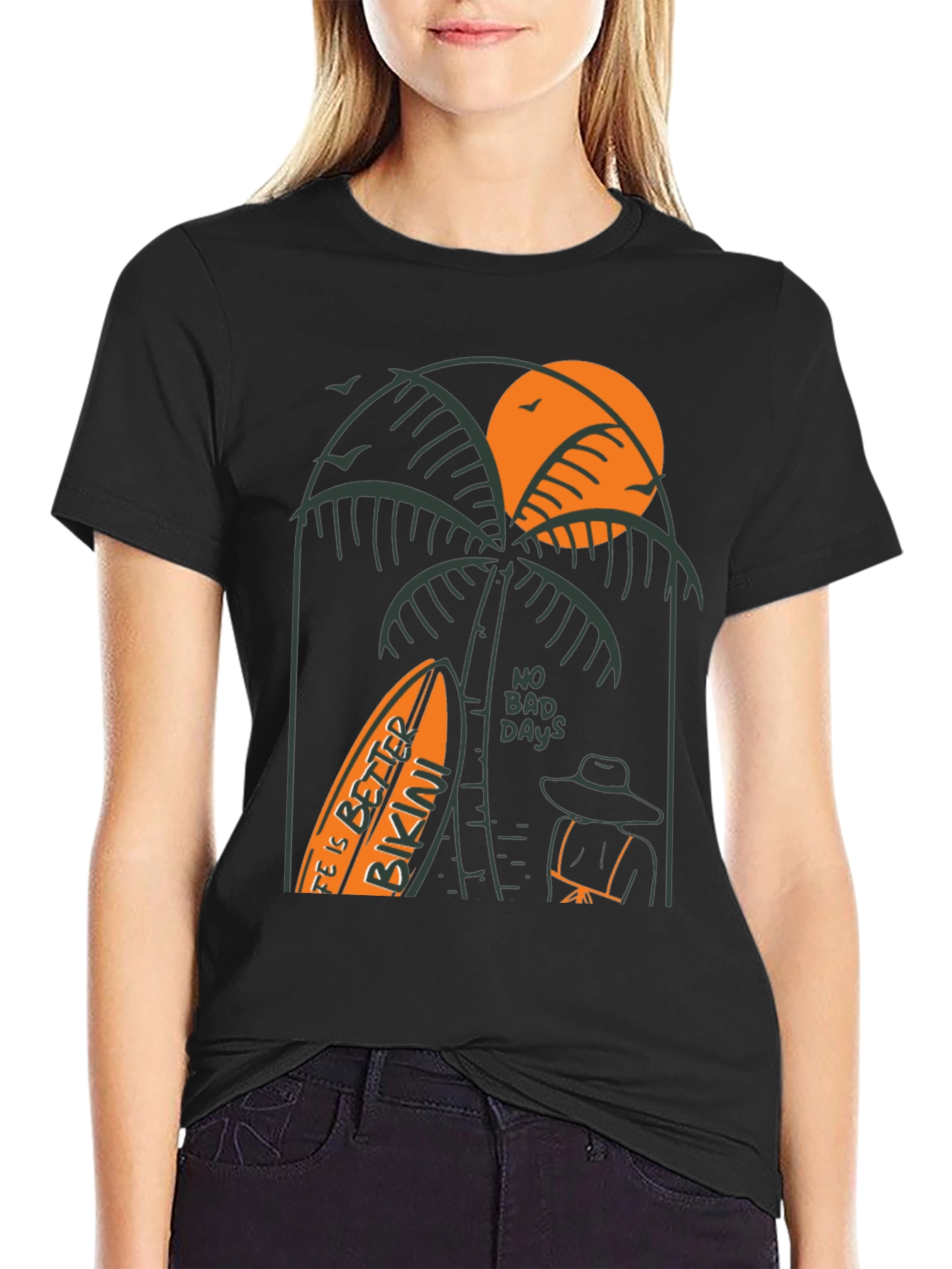 Black Beach Vibes Graphic Tee - Life is Better in a Bikini T-Shirt view 2