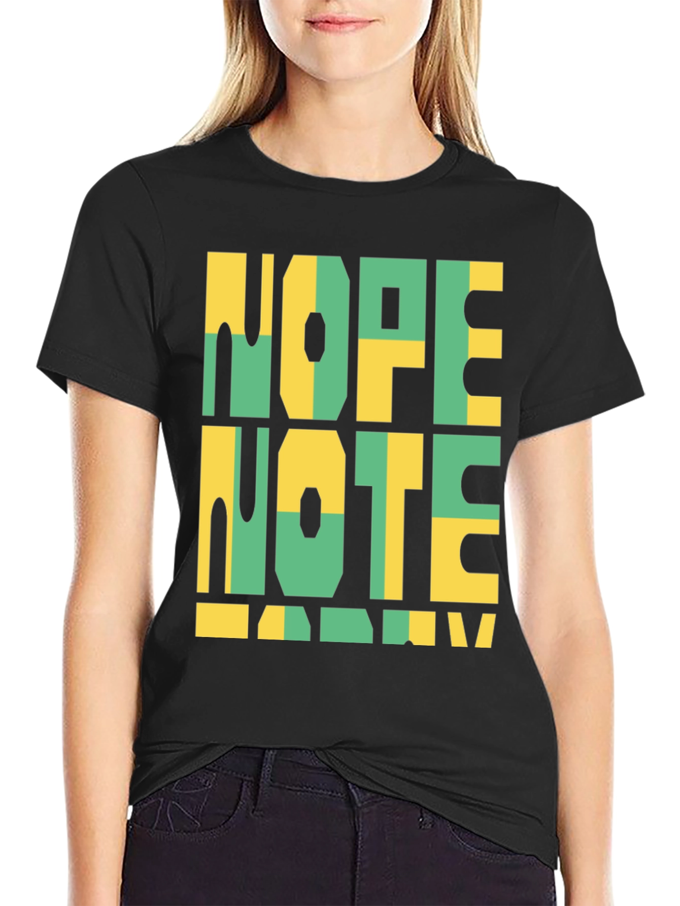 Black Nope Note Today Graphic Tee view 2