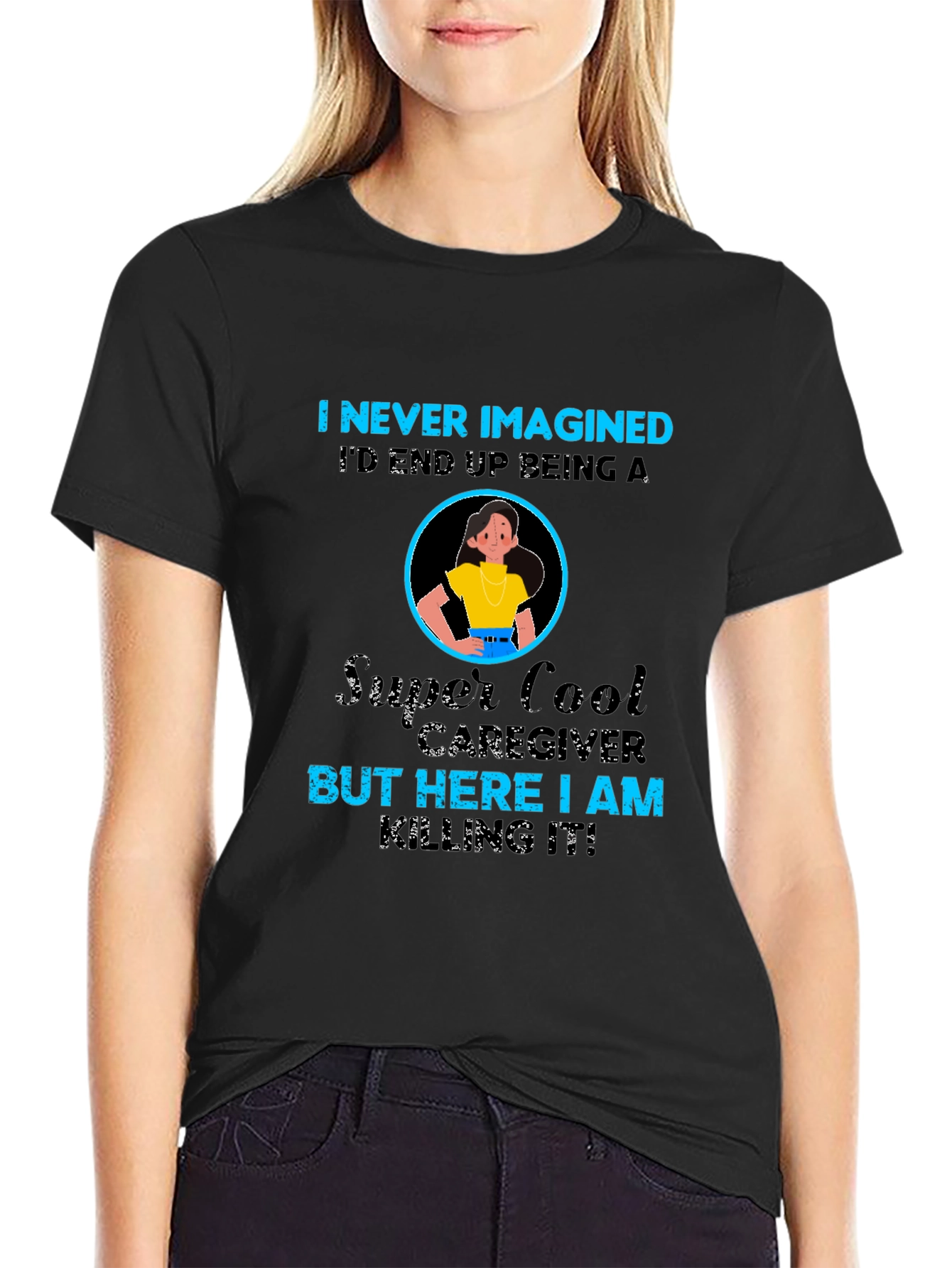 Black Super Cool Caregiver T-Shirt view 2