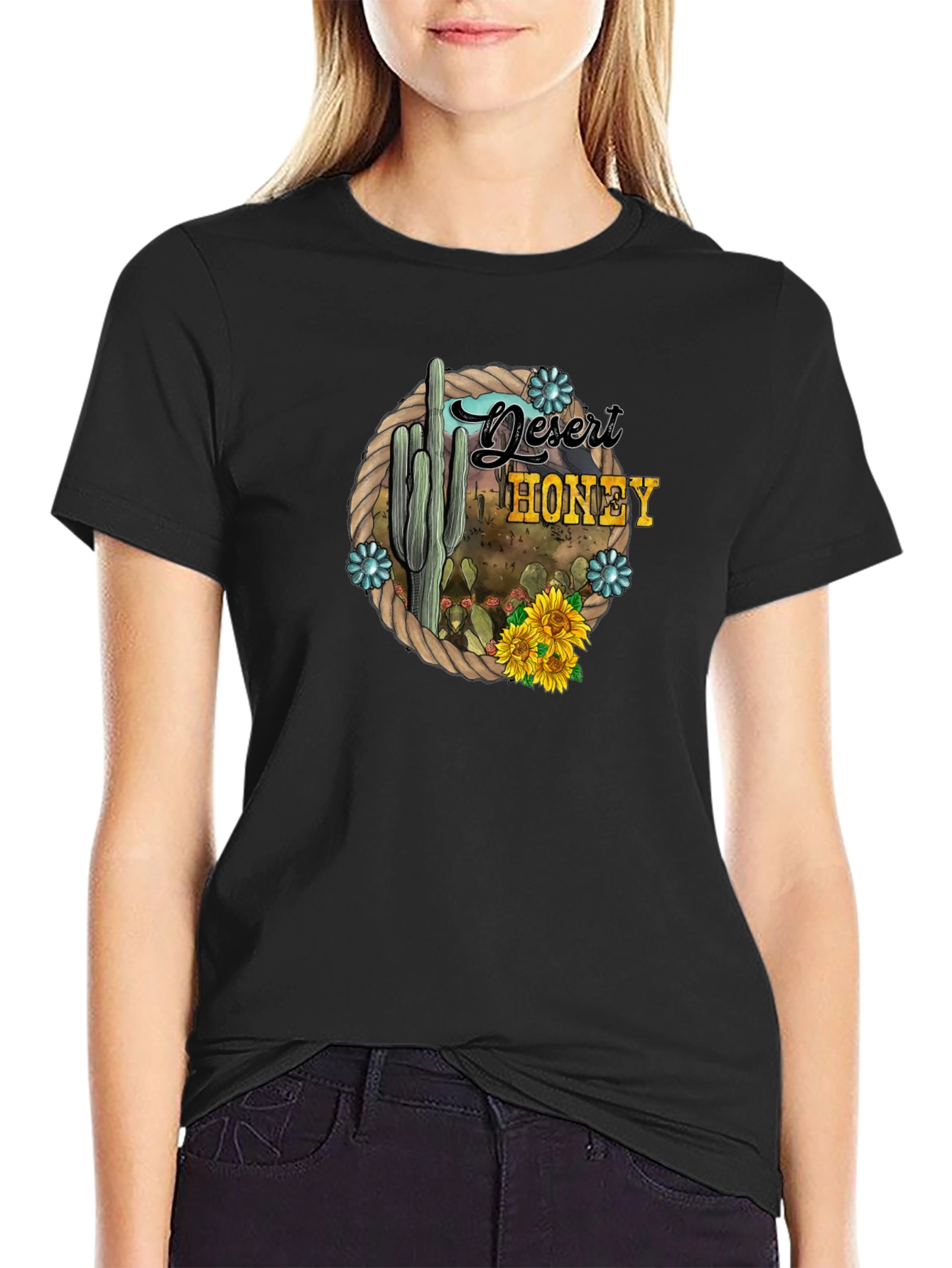 Black Desert Honey Cactus Graphic T-Shirt view 2