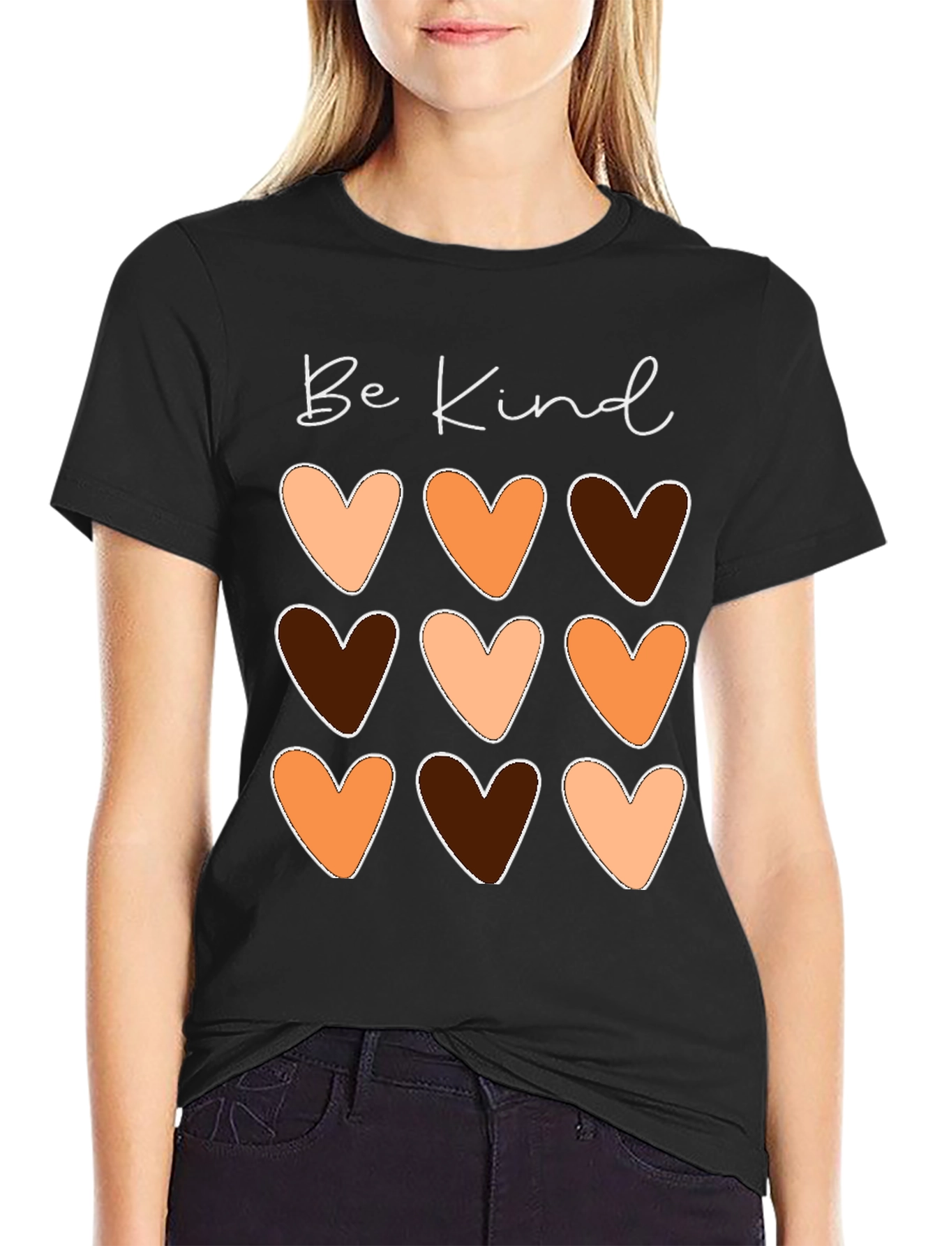 Black Be Kind Heart Diversity T-Shirt view 2