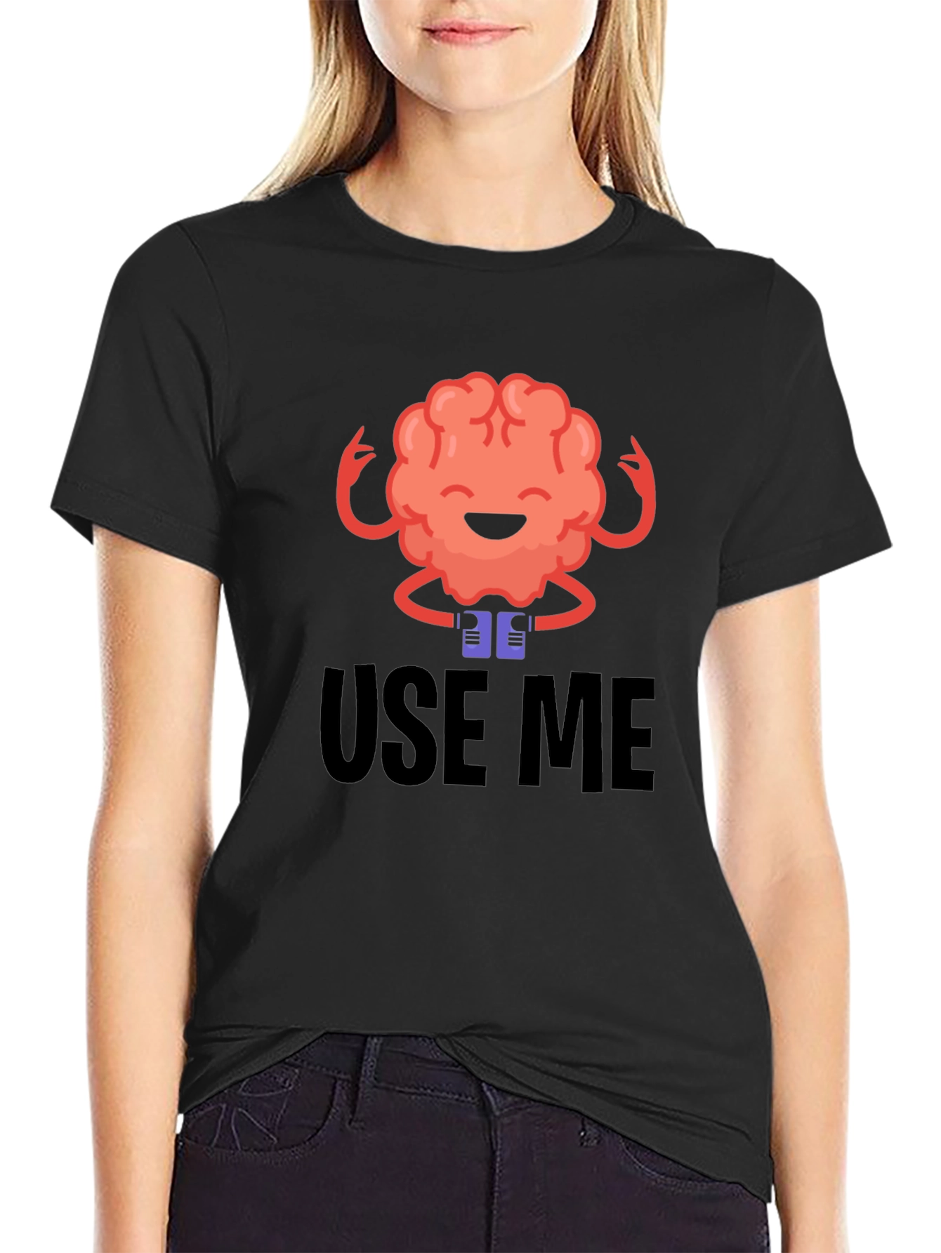 Black Use Me Brain Graphic Tee - Black T-Shirt view 2