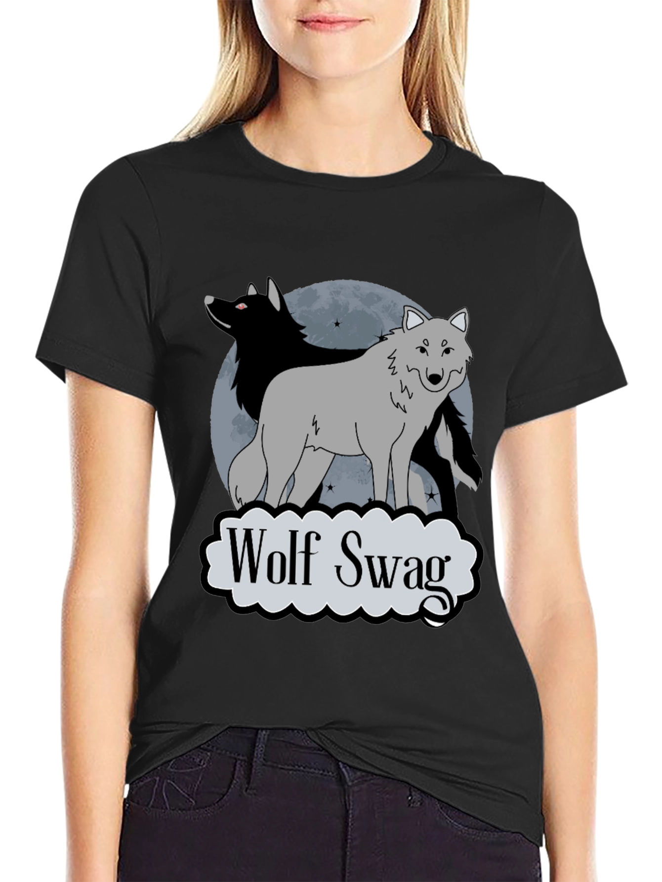 Black Wolf Swag T-Shirt - Graphic Tee view 2