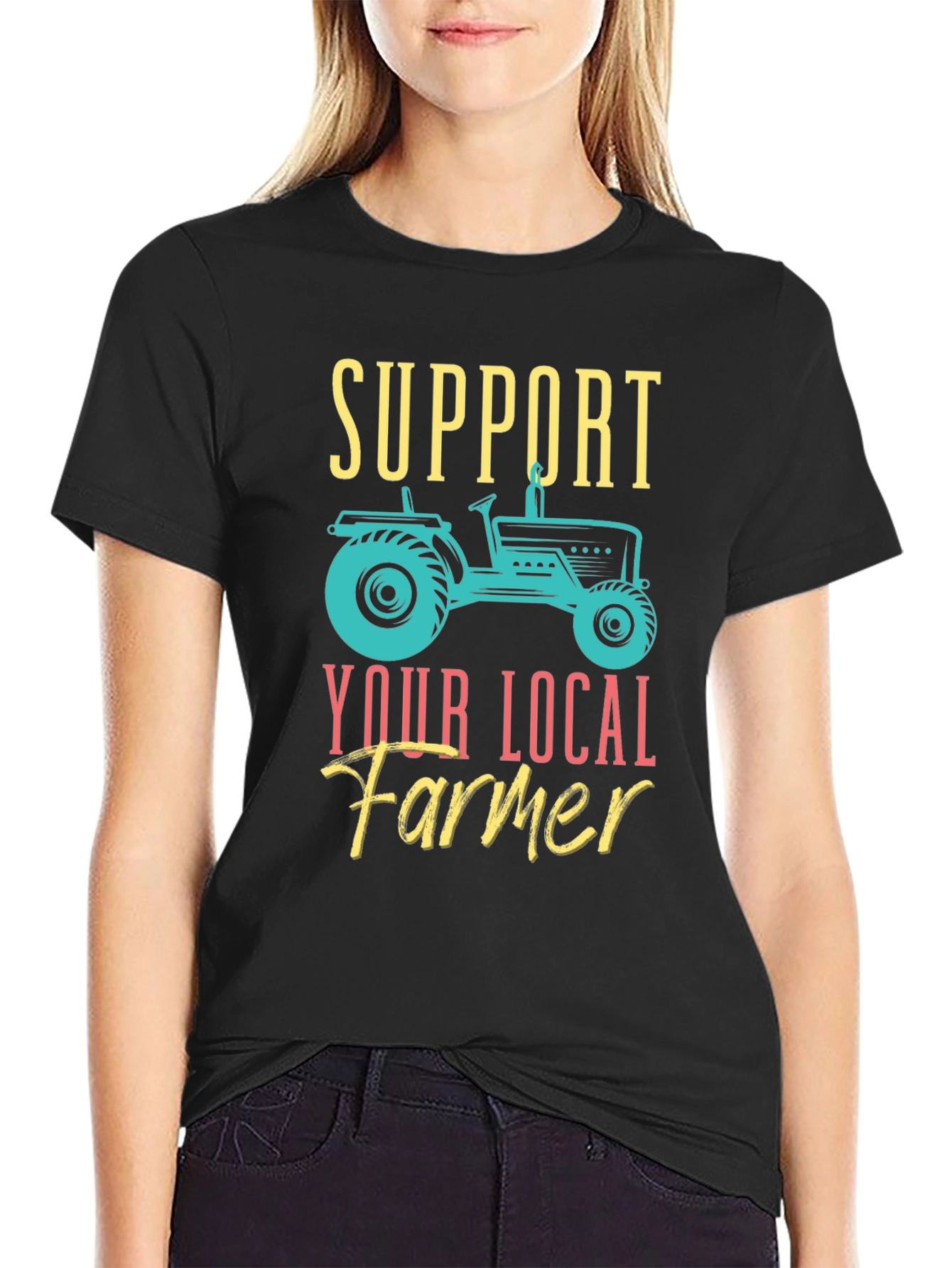Black Support Local Farmer Graphic Tee view 2