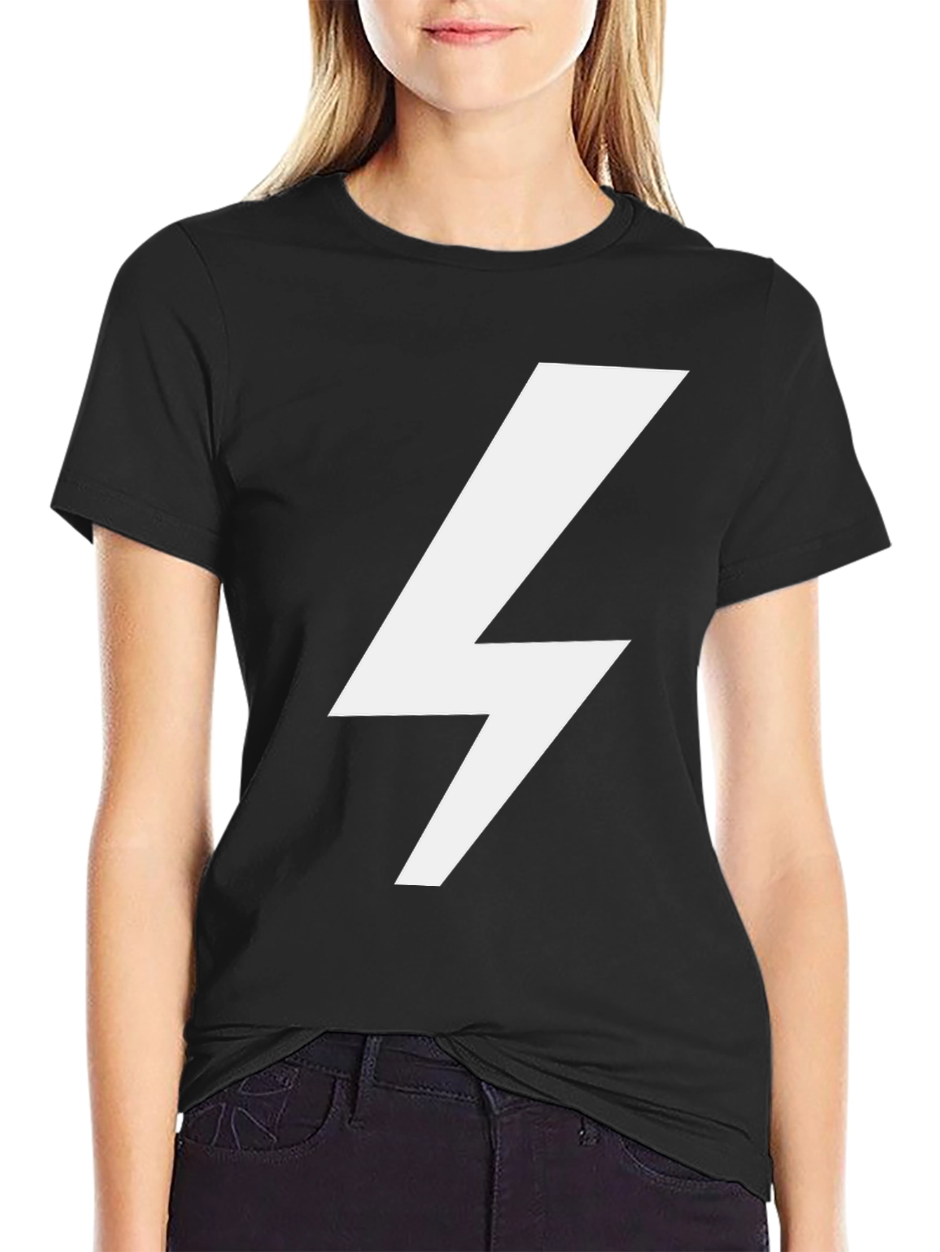 Black Lightning Bolt Graphic T-Shirt - Casual Style view 2