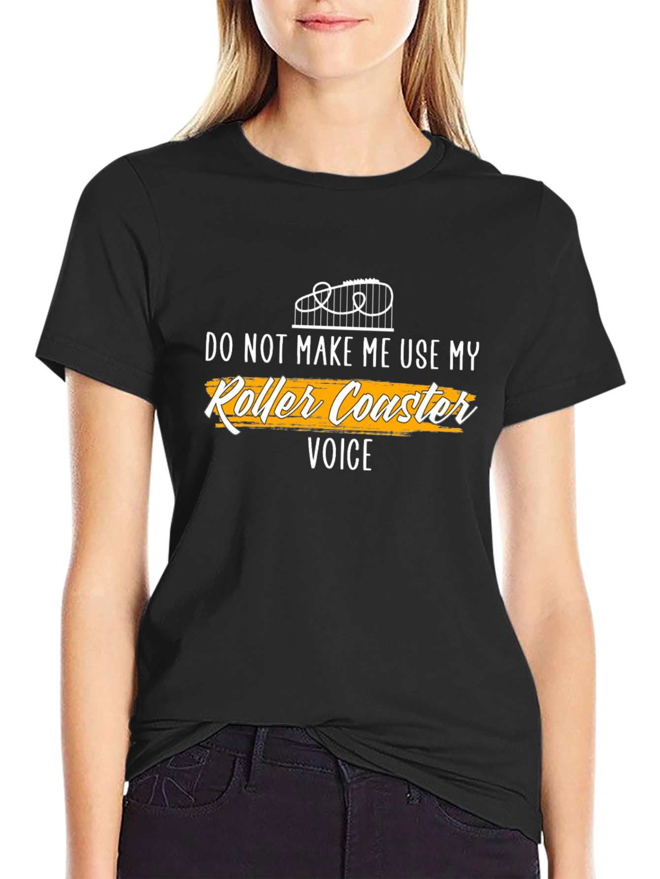 Black Roller Coaster Voice Tee - Ride Enthusiast Shirt view 2
