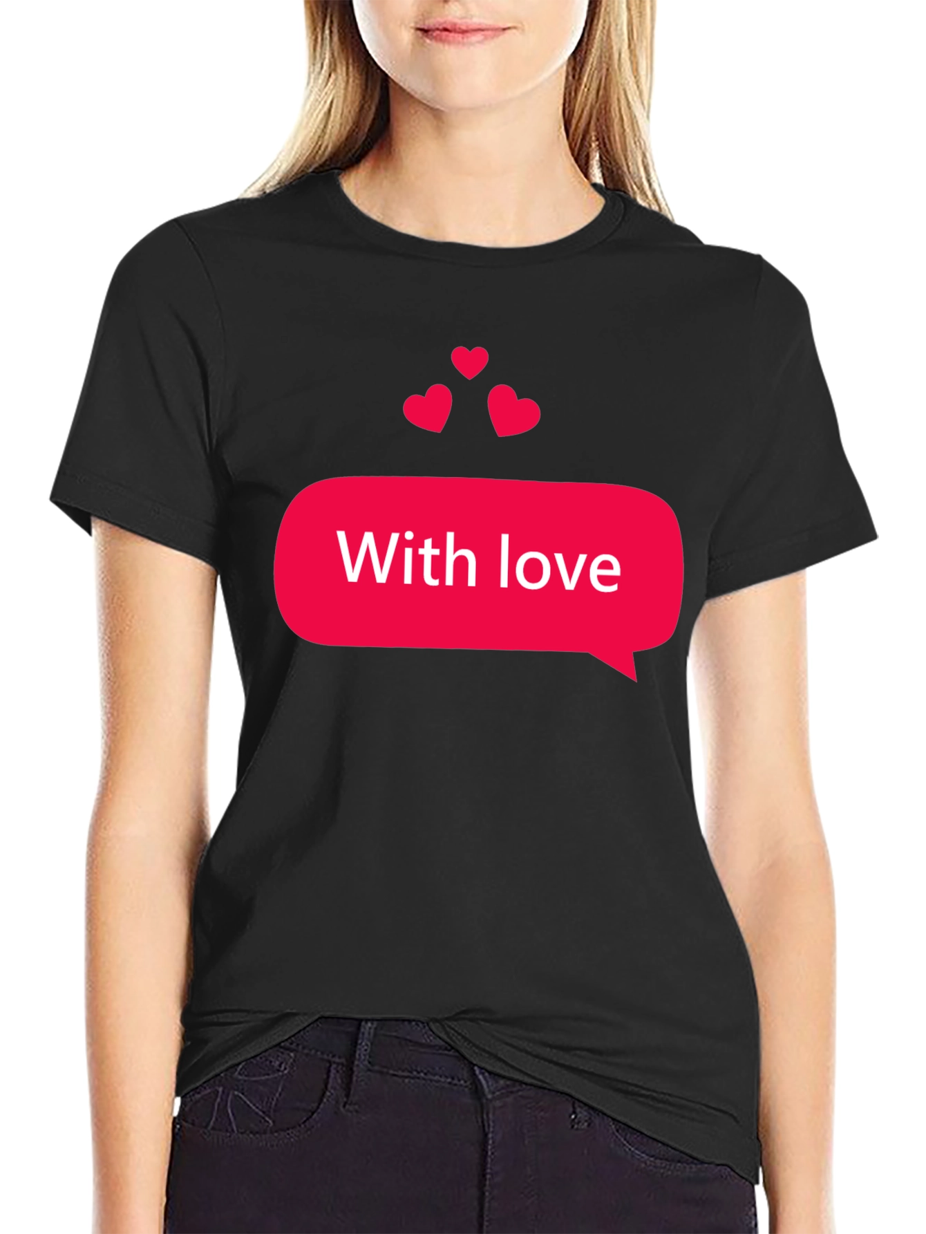 Black With Love Graphic Tee - Stylish Black T-Shirt view 2