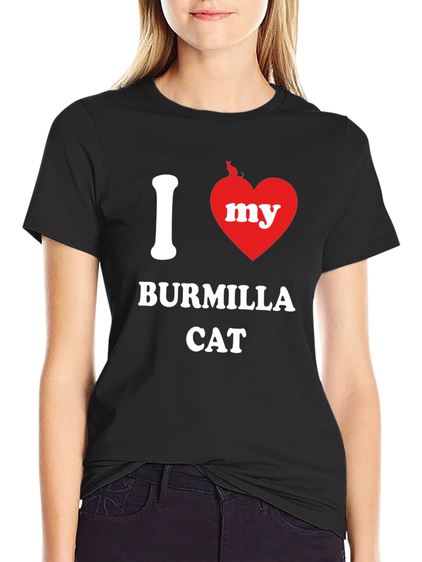 Black I Heart My Burmilla Cat Graphic T-Shirt view 2