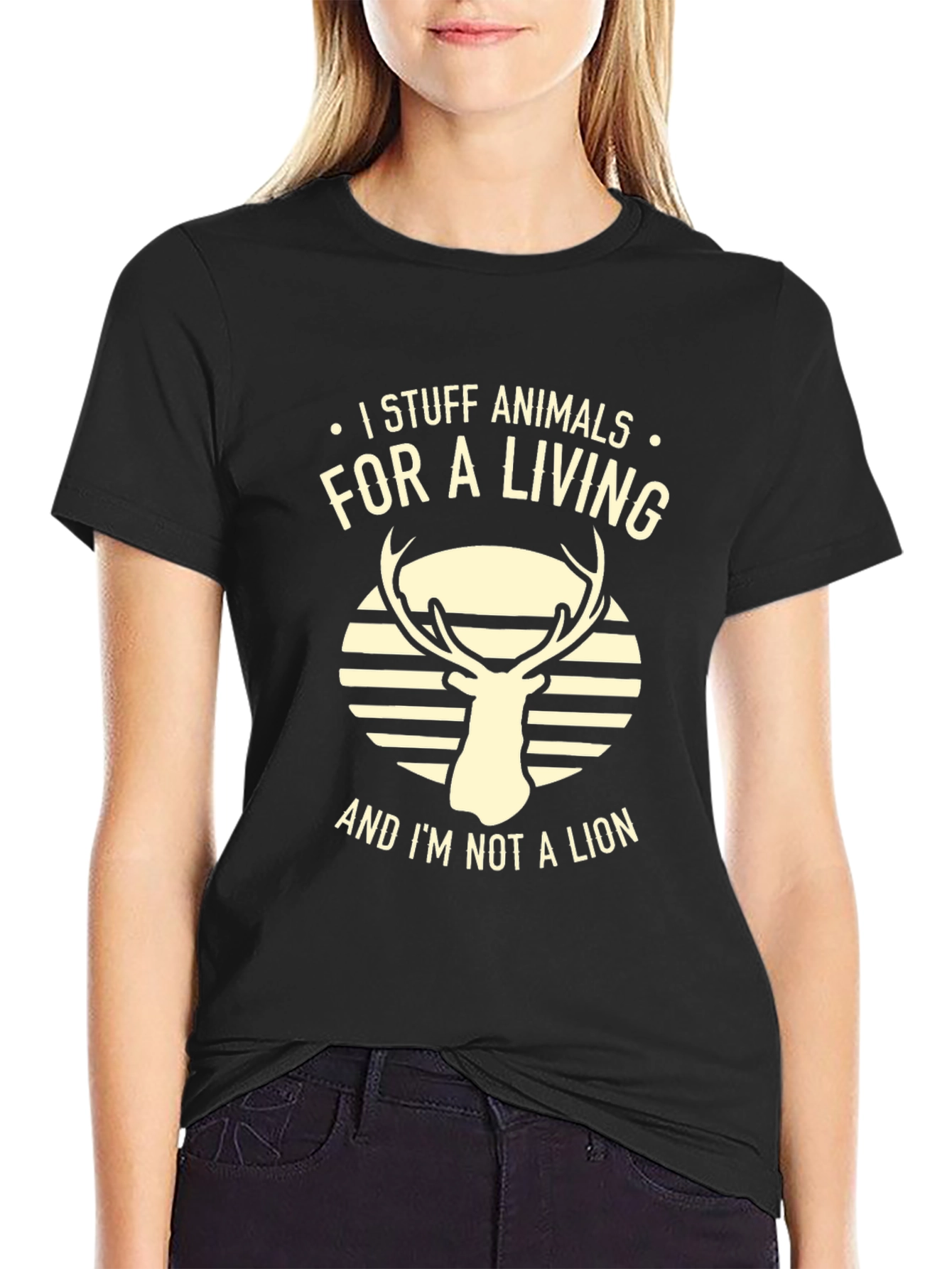 Black I Stuff Animals T-Shirt - Taxidermist Funny Tee view 2