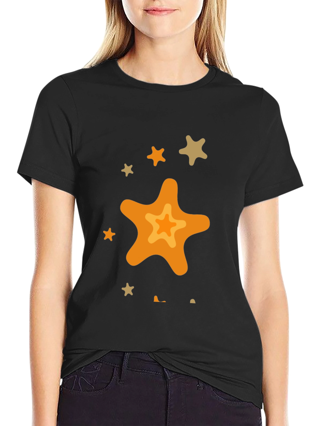 Black Star Graphic Black T-Shirt - Casual Style view 2