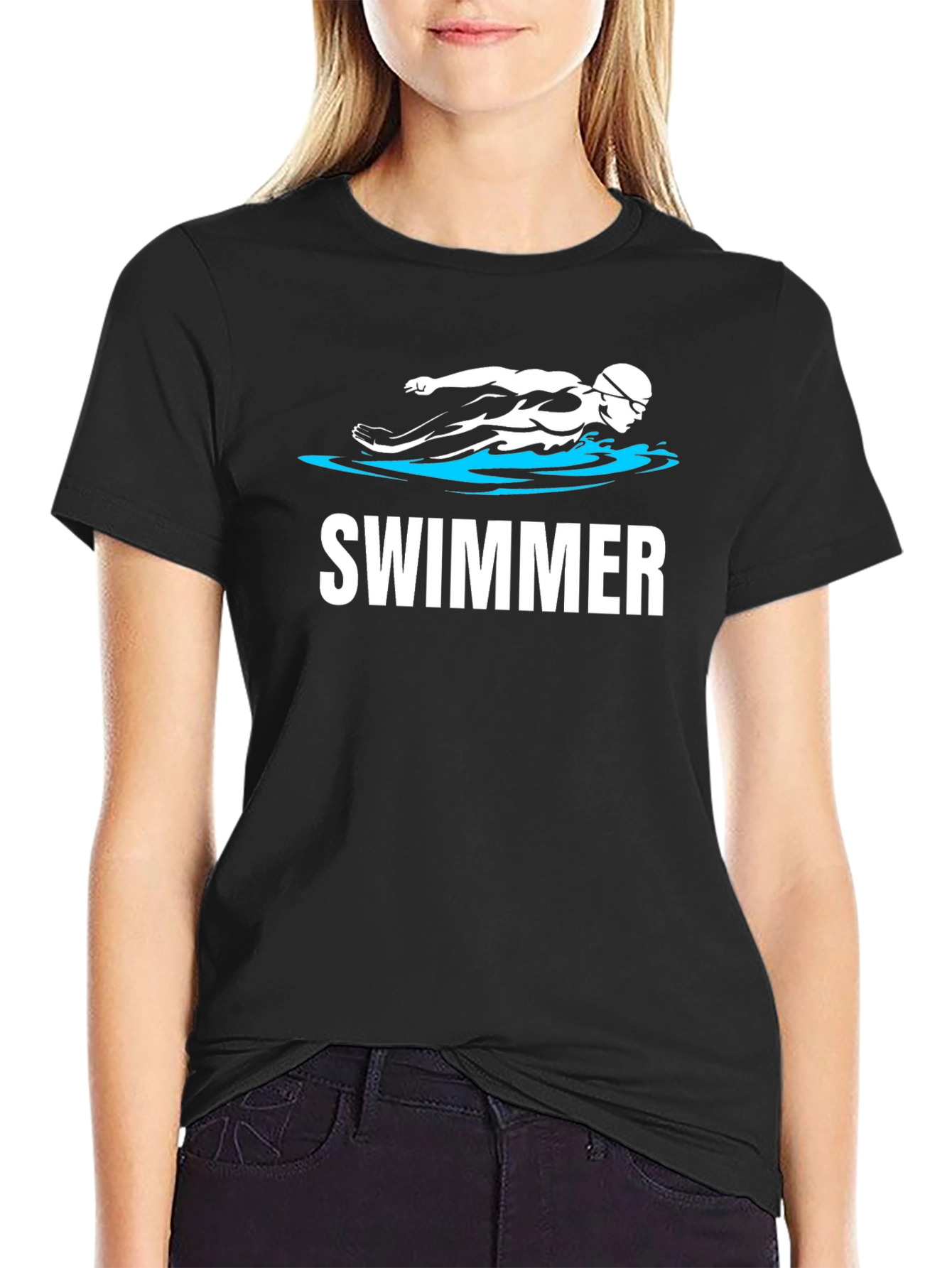 Black Swimmer Graphic T-Shirt - Black view 2
