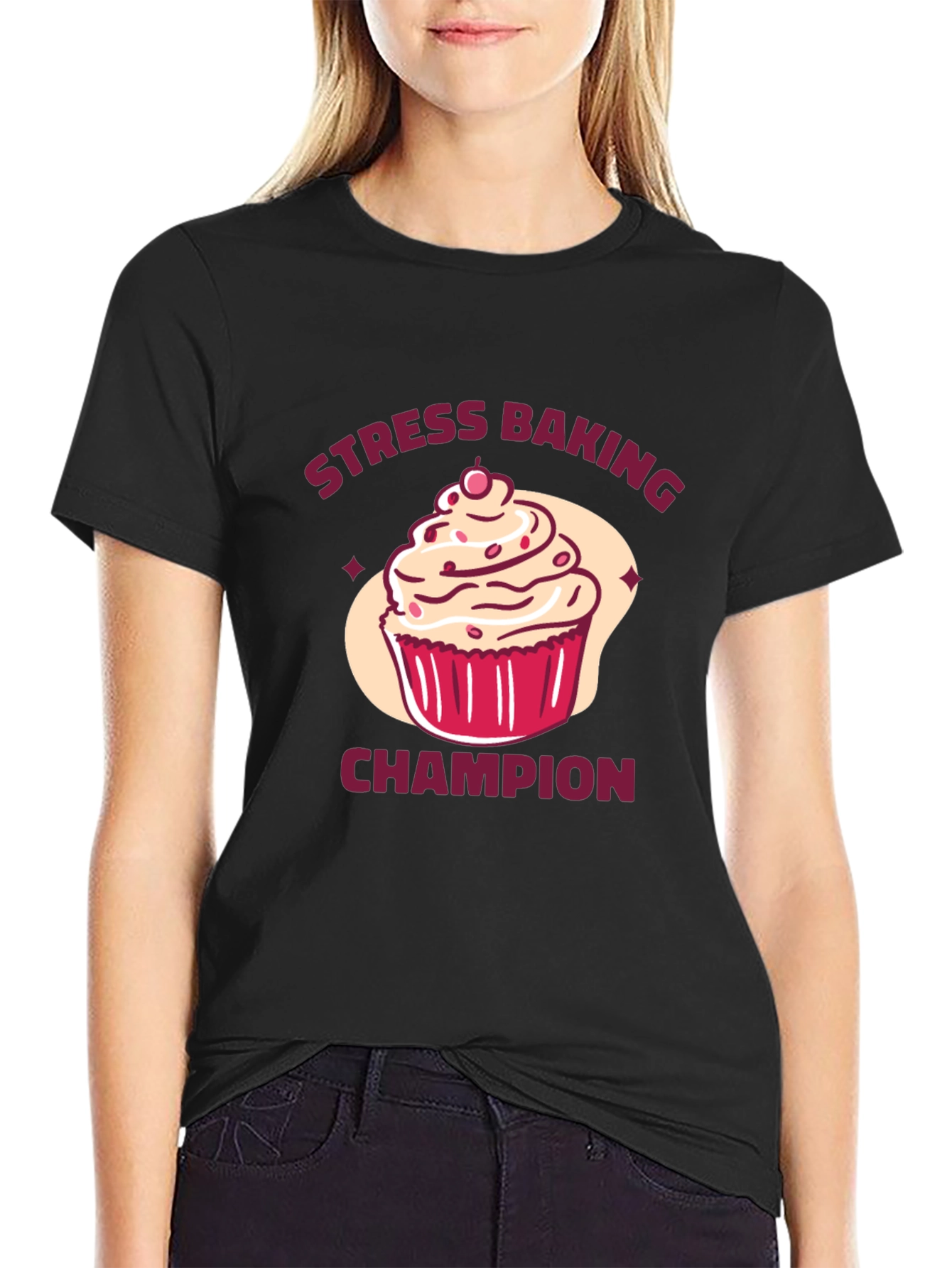 Stress Baking Champion T-Shirt - Cupcake Graphic Tee - 2