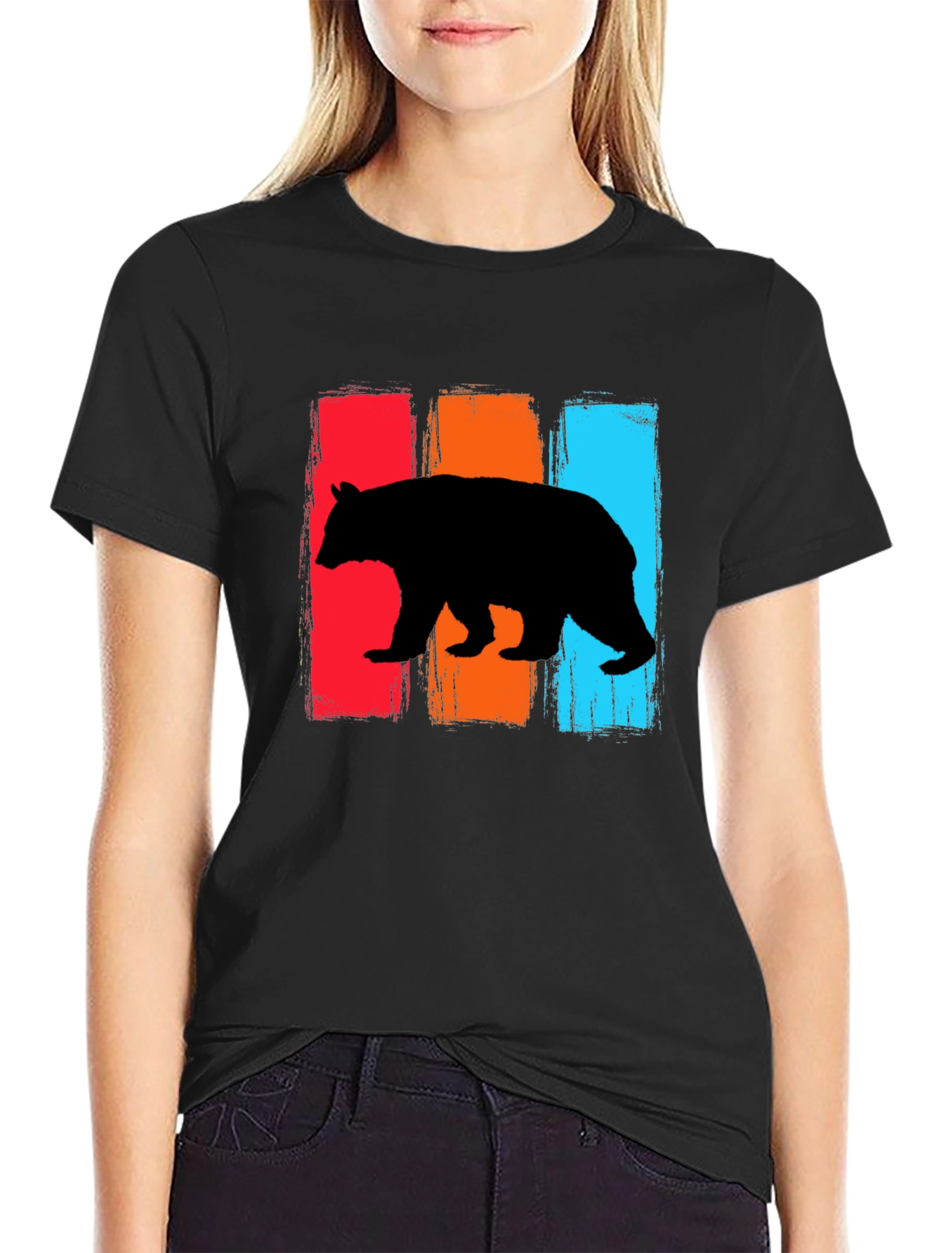 Black Retro Bear Graphic T-Shirt view 2