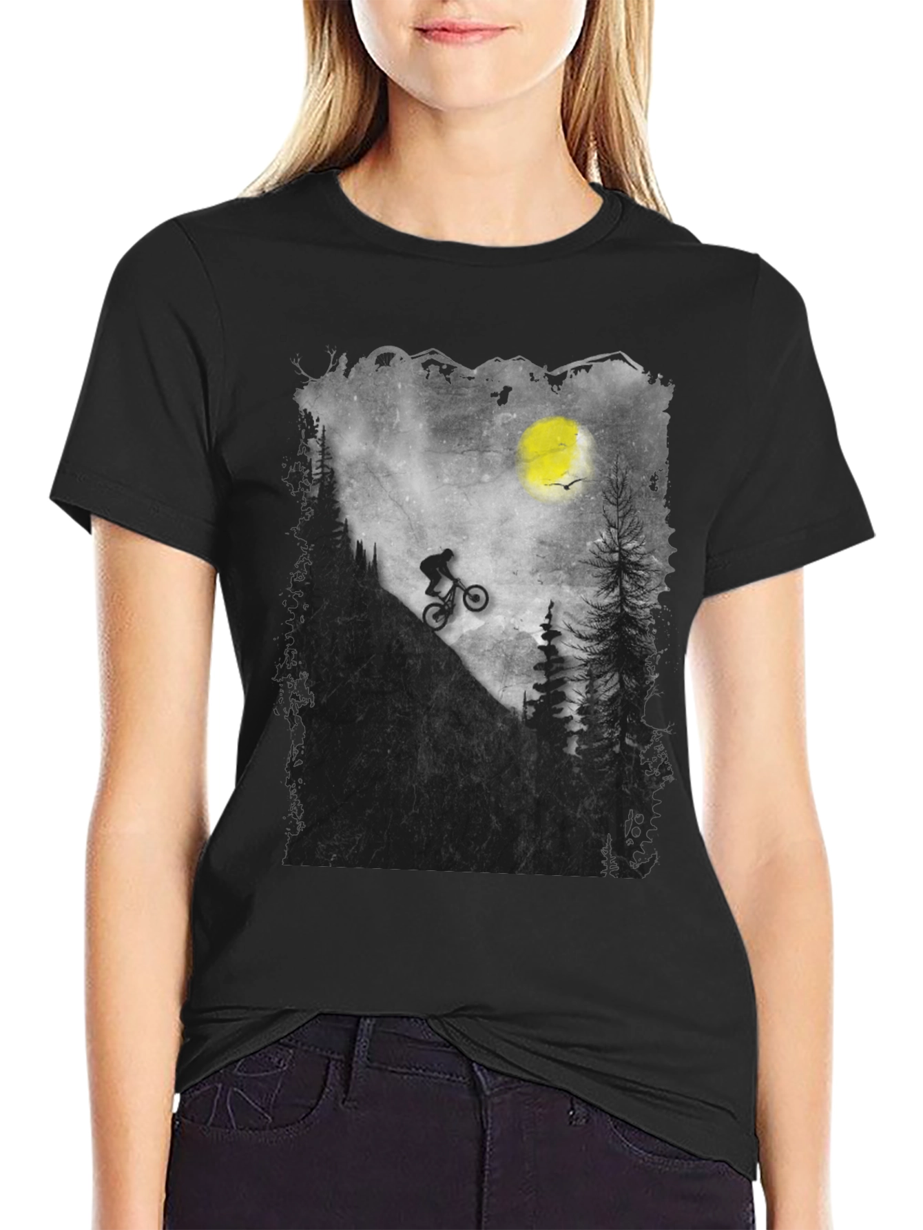 Black Mountain Biker Silhouette Graphic Tee view 2