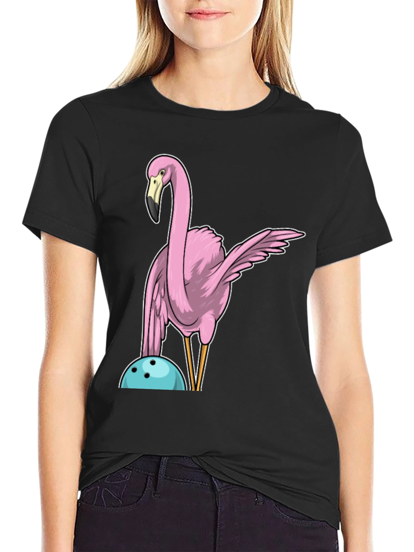 Black Flamingo Bowling T-Shirt view 2