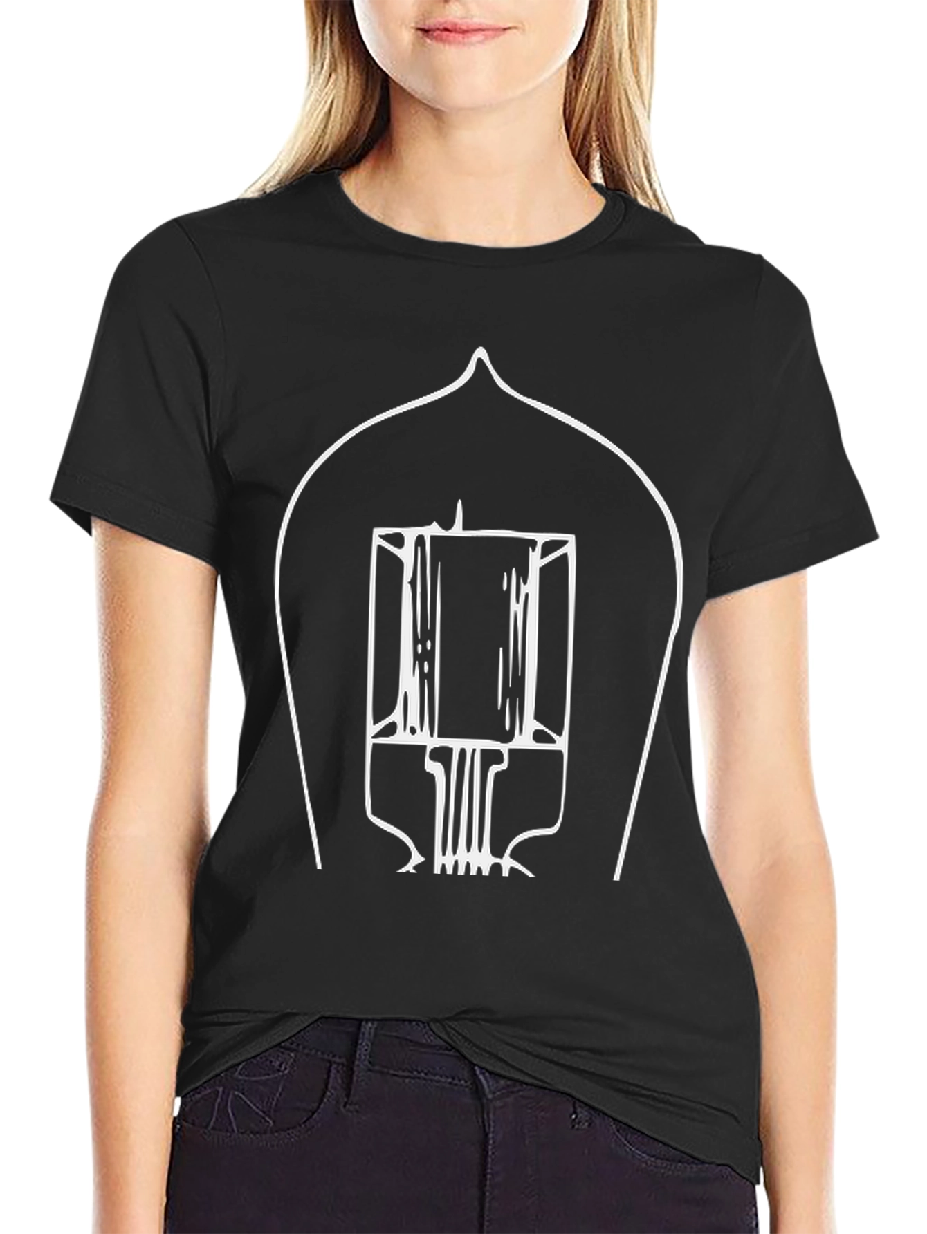 Black Vacuum Tube T-Shirt - Black, Modern Design view 2