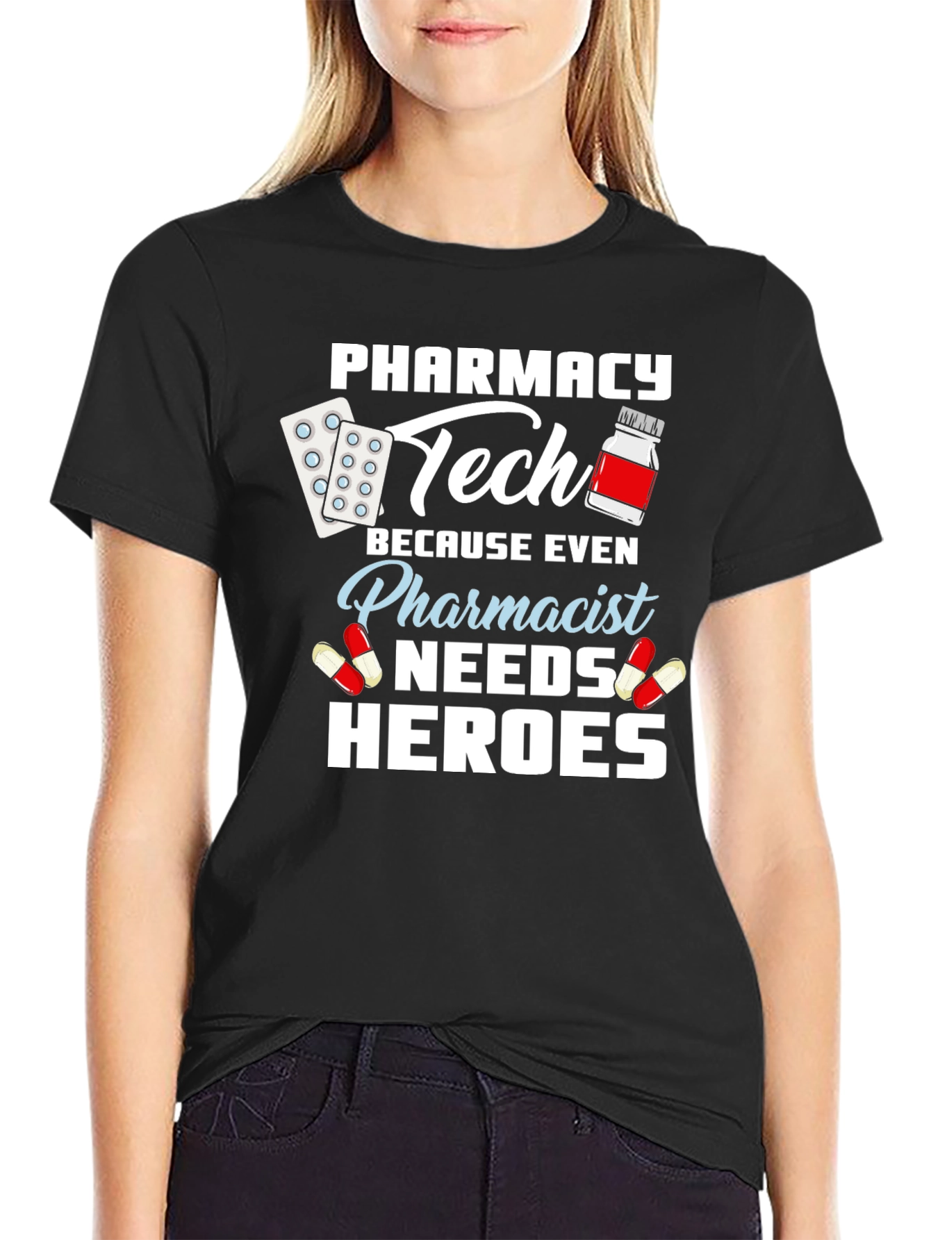 Black Pharmacy Tech Hero T-Shirt - Pharmacist Appreciation Gift view 2