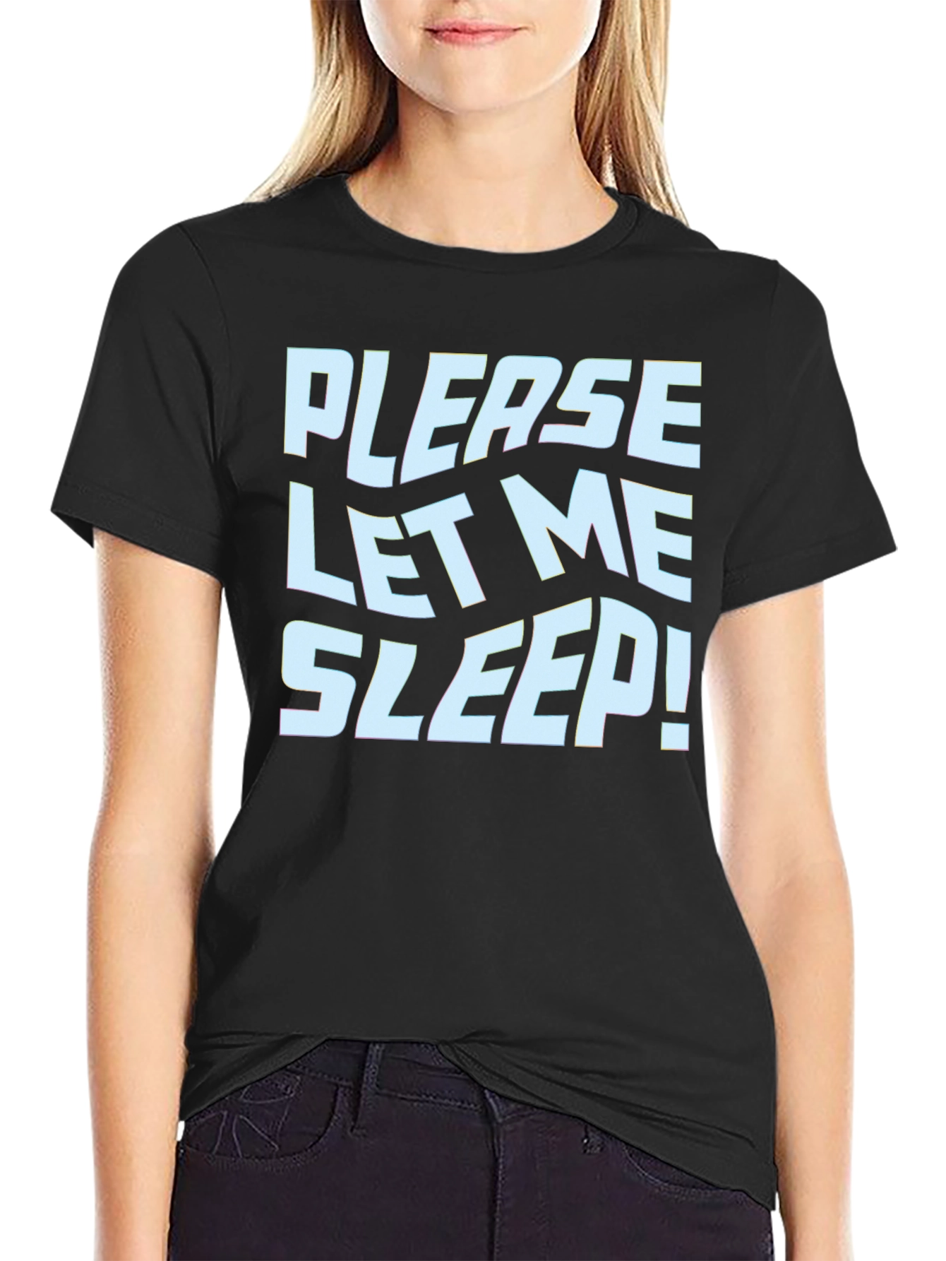 Black Funny 'Please Let Me Sleep!' Graphic Tee view 2