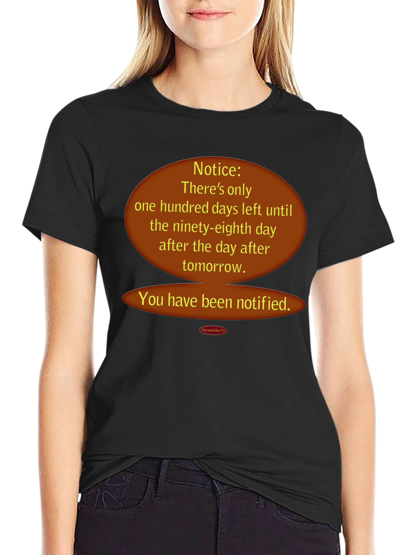 Black Notice Funny Countdown T-Shirt view 2