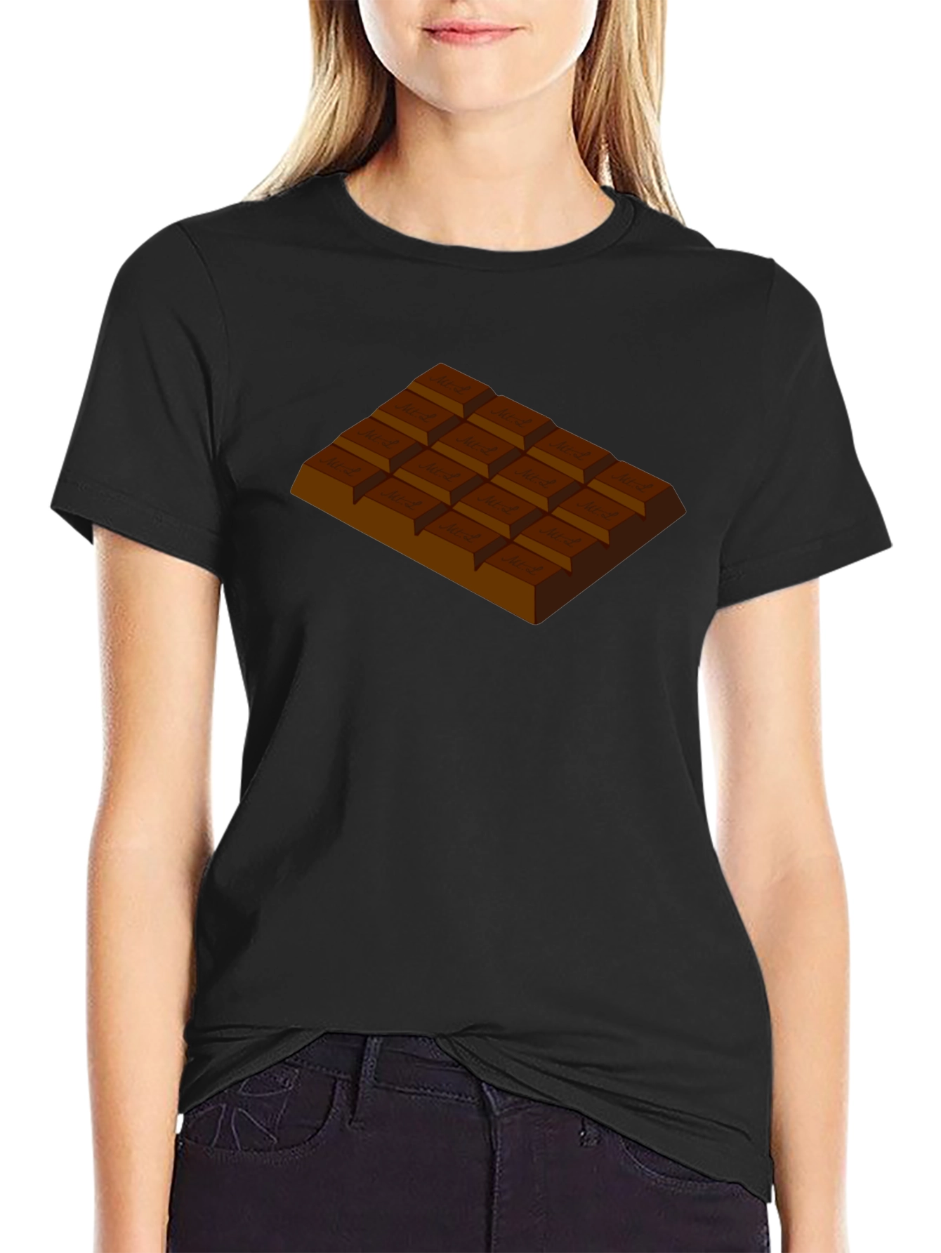 Black Chocolate Bar Graphic T-Shirt - Black Crew Neck Tee view 2