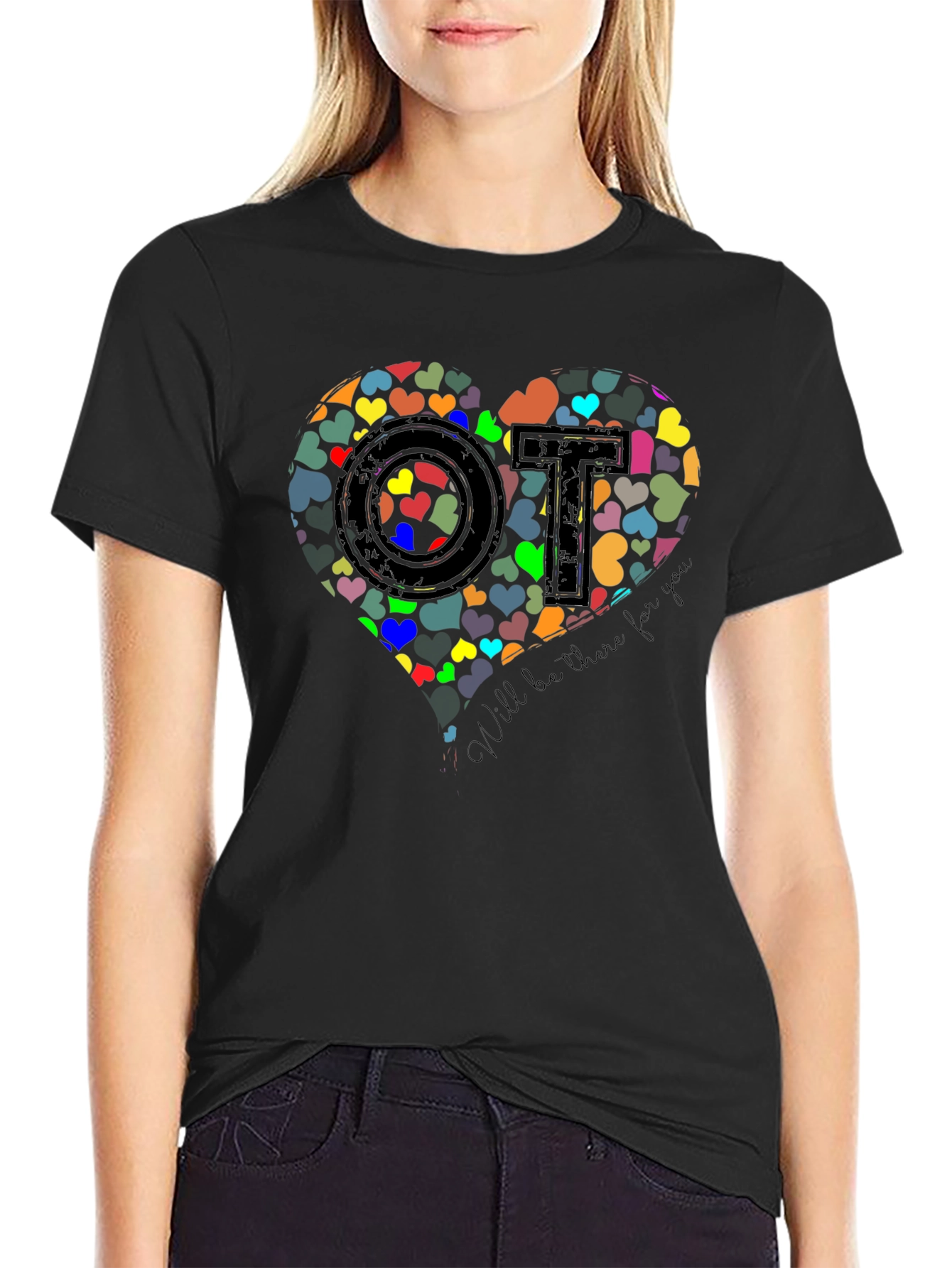 Black Heart OT T-Shirt - Occupational Therapist Gift view 2